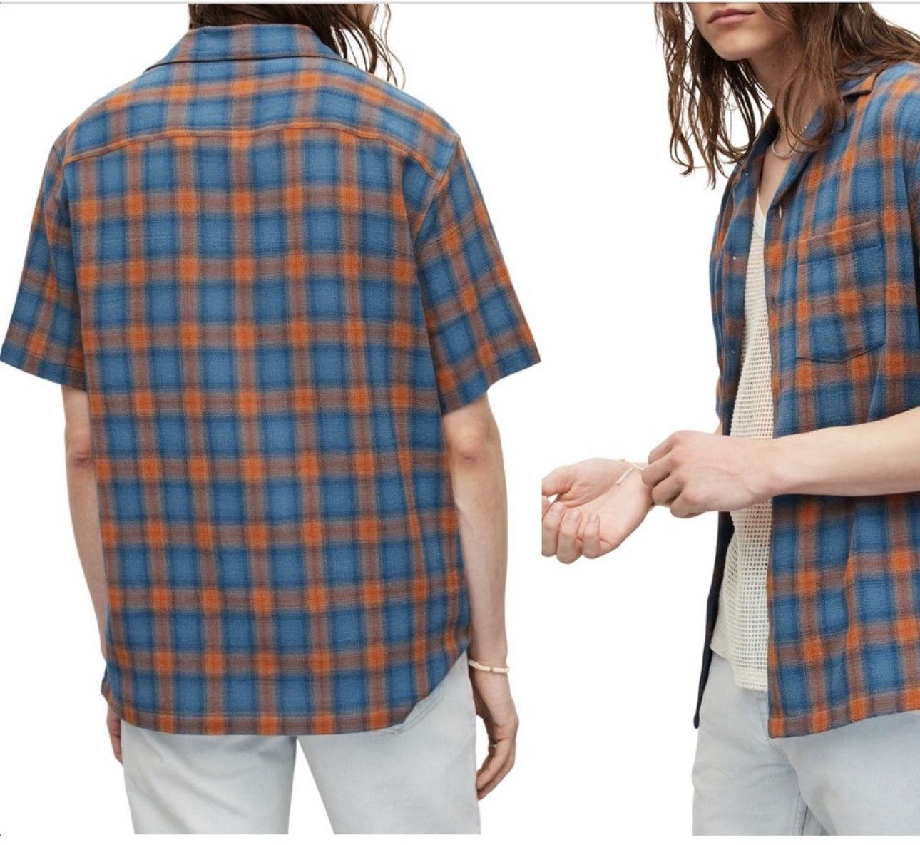 Allsaints NWT $169 AllSaints Talaia Check Short Sleeve Button-Up Shirt Size US M / EU 48-50 / 2 - 2 Thumbnail