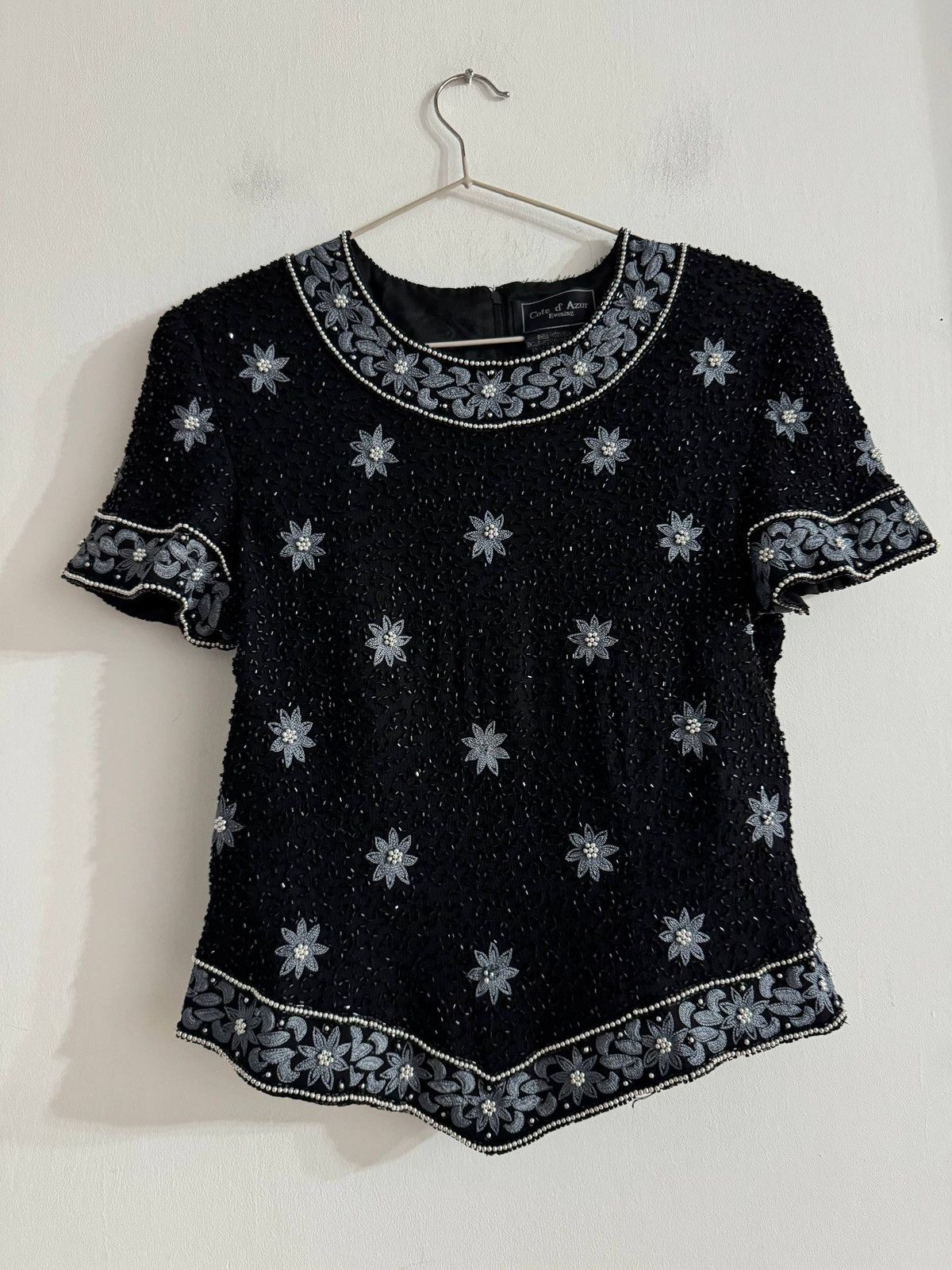 Vintage Vintage Cote d'Azur Evening Beaded Silk Blouse Size S / US 4 / IT 40 - 7 Thumbnail
