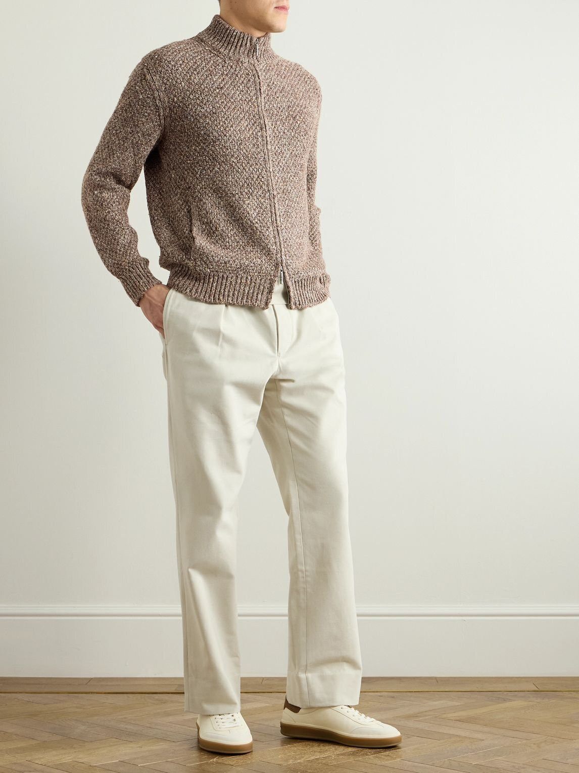 Loro Piana o1w1db10226 FAO9804 Ispra Bomber Sweater in Brown Size US XL / EU 56 / 4 - 2 Thumbnail