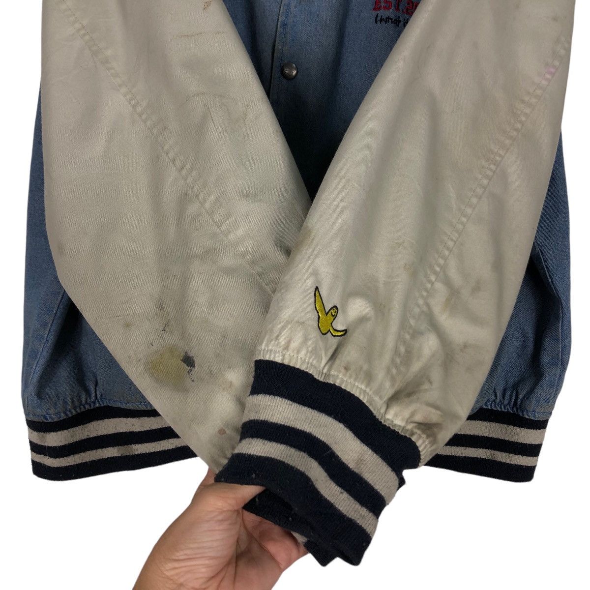 Japanese Brand 🔥Vtg Denim Bomber Jacket Mark Gonzales Big Logo Spell Out Size US M / EU 48-50 / 2 - 8 Thumbnail