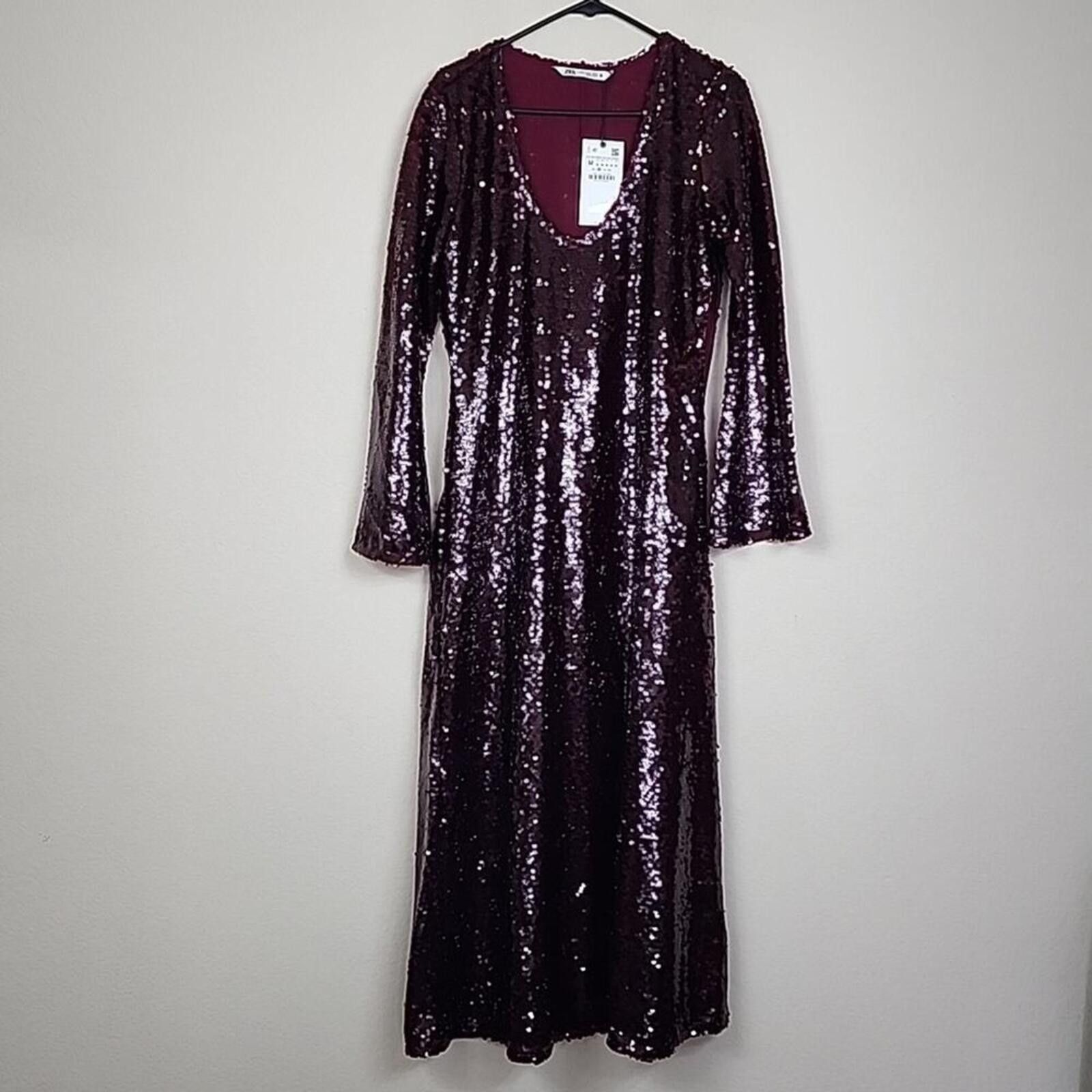 zara long silver sequin dress Zara Sequin Dress Silver 2712/356 Sz M