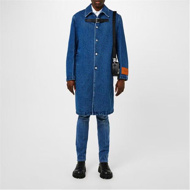 Versace o1g2r1mq0824 Denim Midi Coats in Medium Blue Size US L / EU 52-54 / 3 - 6 Thumbnail