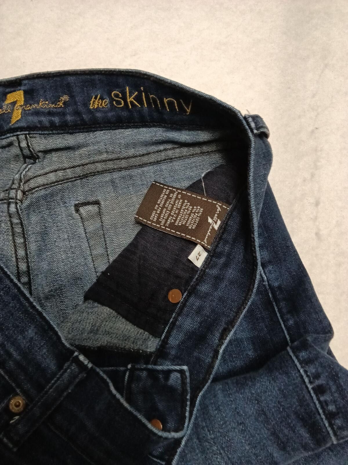 7 For All Mankind Women’s 7 For All Mankind The Skinny Jeans Dark Wash Sz 27 Size 28" / US 6 / IT 42 - 3 Thumbnail