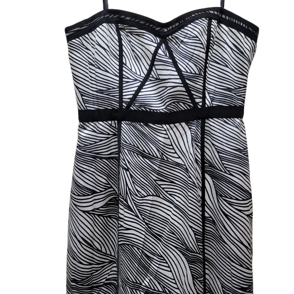 Bcbgmaxazria BCBGMAXAZRIA Elin Maxi Black & White Striped Bustier Dress Size L / US 10 / IT 46 - 4 Thumbnail
