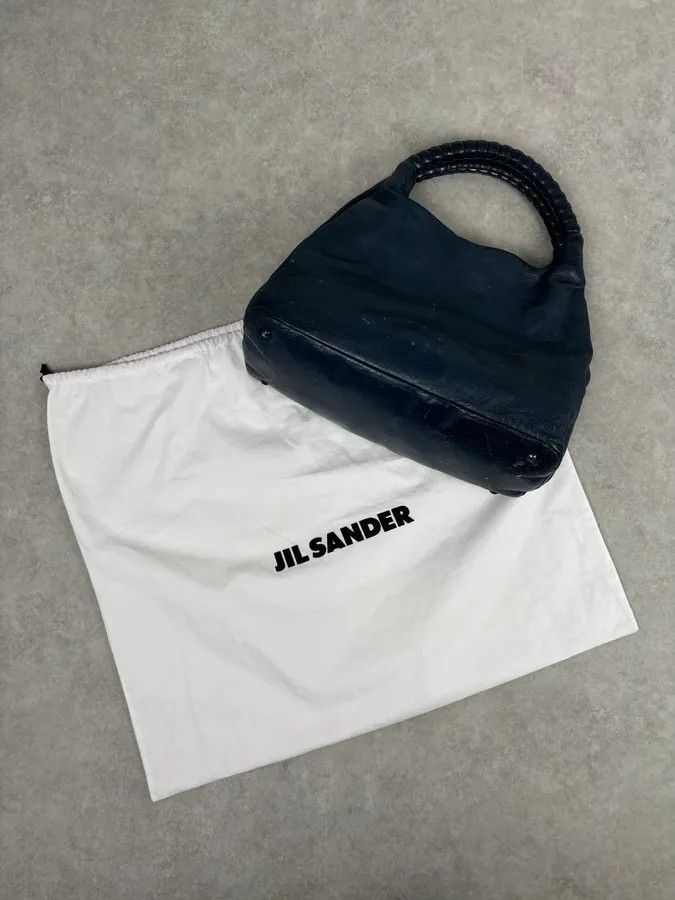 Jil Sander Jil Sander Navy Leather Hobo Bag with Wrapped Handle Size ONE SIZE - 4 Thumbnail