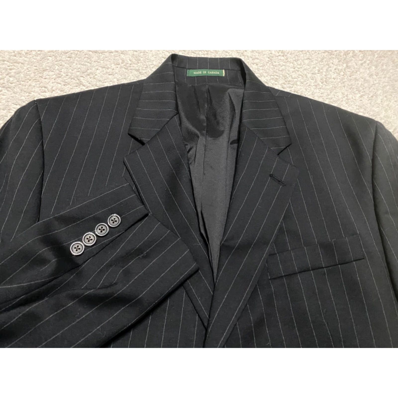Ralph Lauren Lauren Ralph Lauren Blazer Mens 44 Black Striped Wool Long Sleeve 2-Button Jacket Set? Size US XXL / EU 58 / 5 - 2 Thumbnail