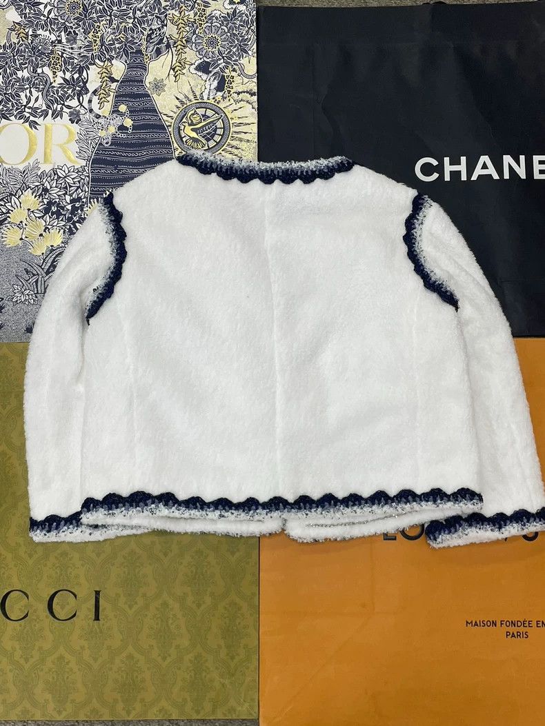 Chanel Chanel White towel blue silver rolled-edge coat Size XXS / US 00 / IT 34 - 3 Thumbnail