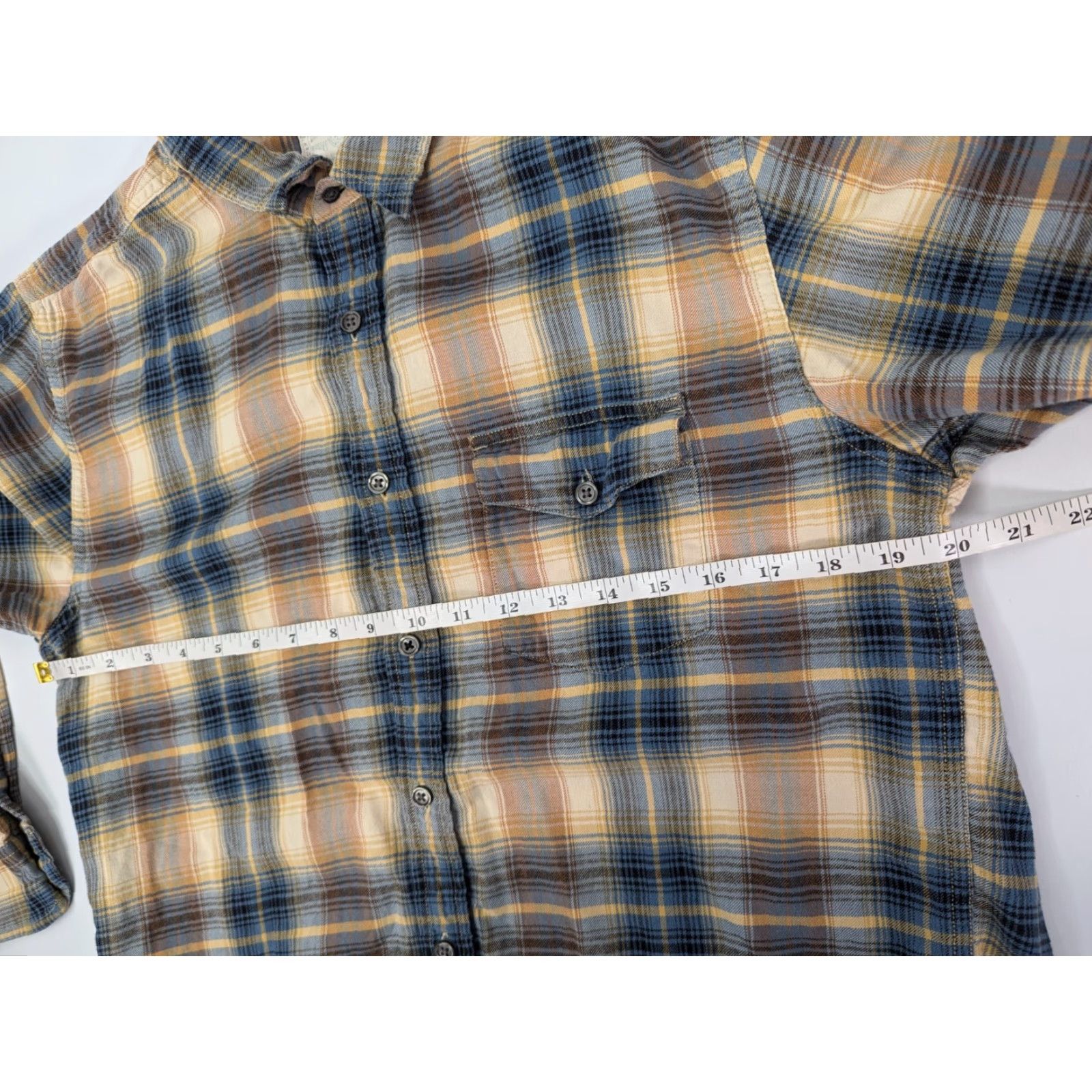 Lucky Brand Lucky Brand Shirt Button-Up Men's Medium Plaid Long Sleeve Yellow Blue Multicolor Cotton Down Pocket Collared Size US M / EU 48-50 / 2 - 5 Thumbnail