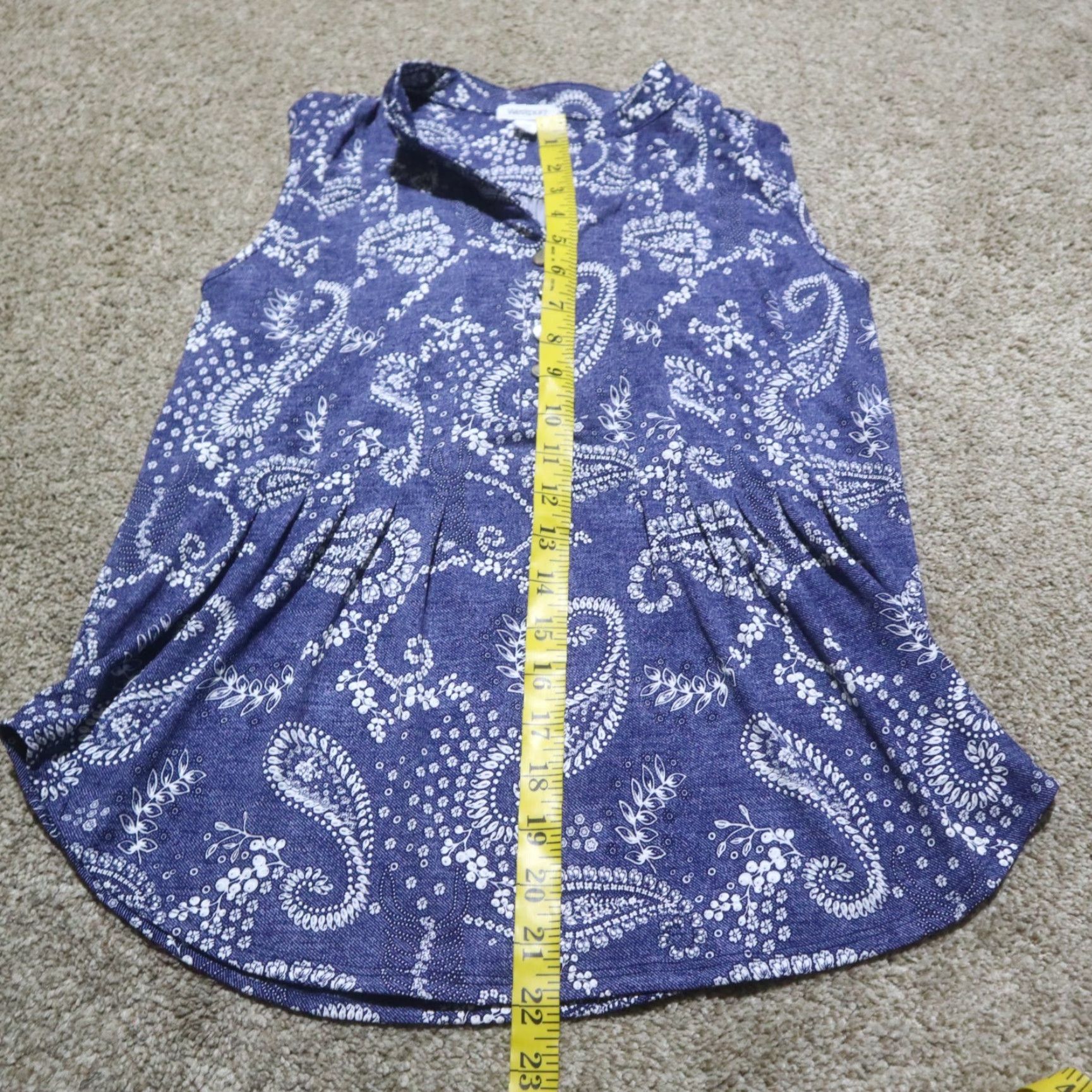Vintage Westport Shirt Womens XS Blue Paisley V-Neck Button-Up Sleeveless T-Shirt Adult Regular Size XS / US 0-2 / IT 36-38 - 5 Thumbnail