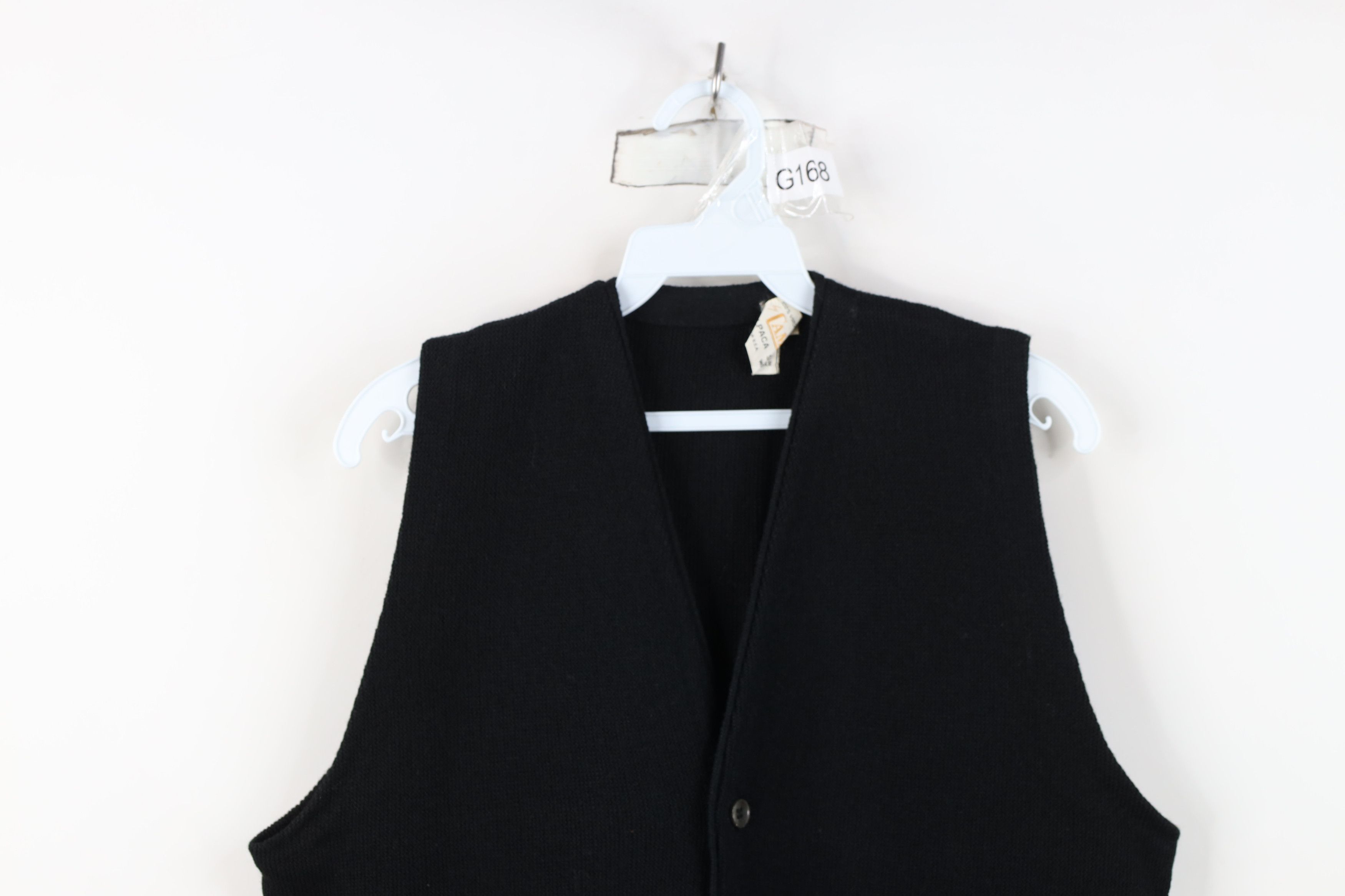 Vintage 60s 70s Streetwear Knit Sweater Vest Black USA