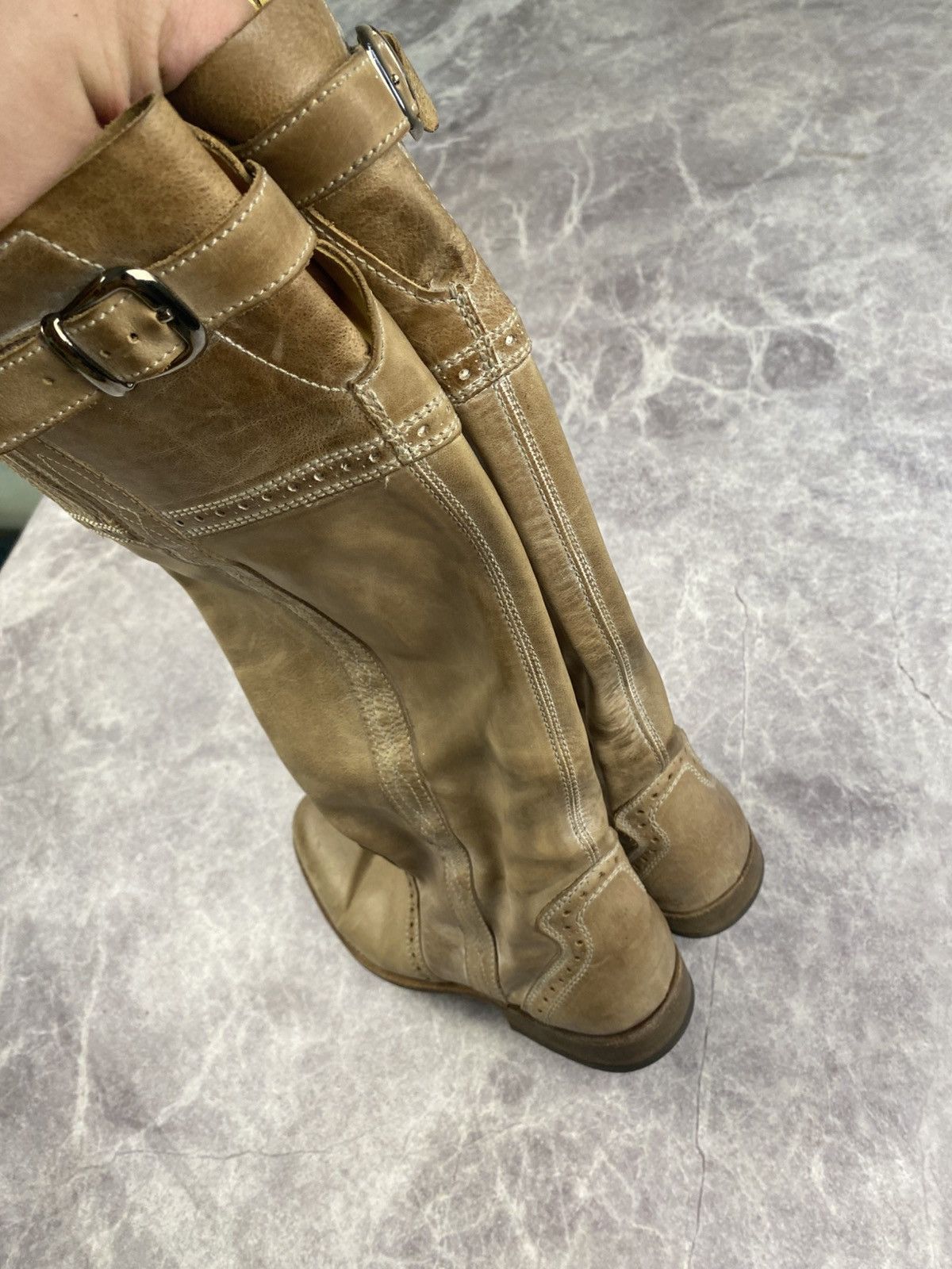 Sancho Boots Sancho Boots leather western knee-high boots beige size: 38 Size US 8 / IT 38 - 13 Thumbnail