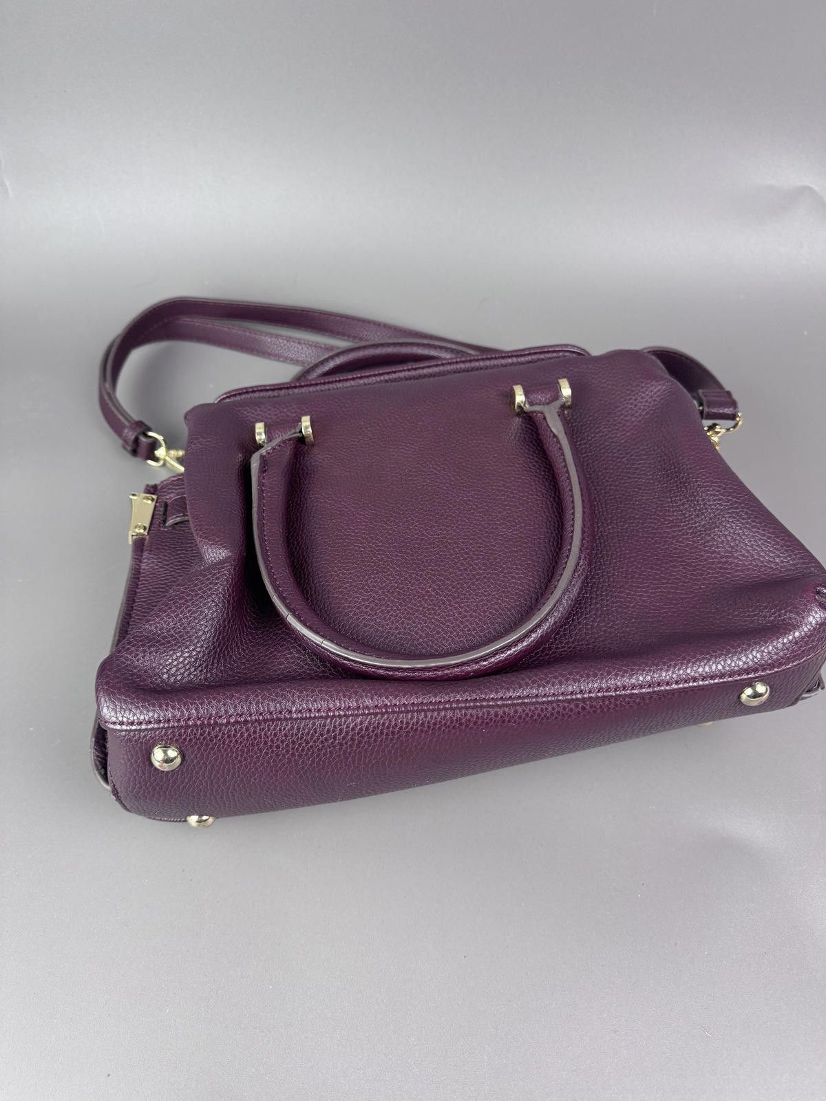 Jasper Conran Jasper Conran Purple Leather Handbag with Gold Acces Size ONE SIZE - 5 Thumbnail