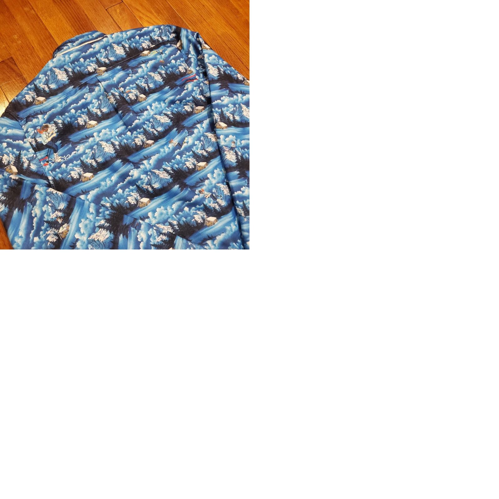 Vintage RSVLTS Bob Ross Shirt Mens Medium Blue Winter Skiing Mountains Button Up Pattern Geofrost? Size US M / EU 48-50 / 2 - 9 Thumbnail