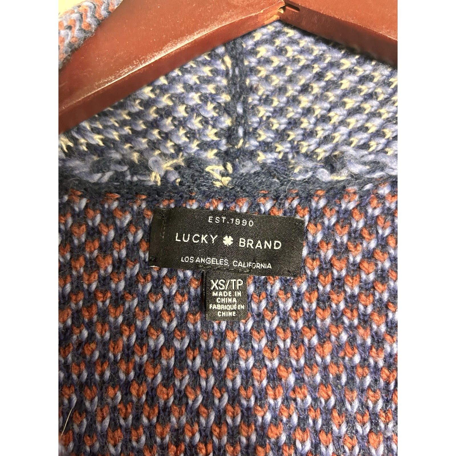 Lucky Brand VINTAGE Lucky Brand Cardigan Women XS Wool Blend Blue Red Southwest Open Front 3/4 Sleeve Knit Sweater Size XS / US 0-2 / IT 36-38 - 4 Thumbnail
