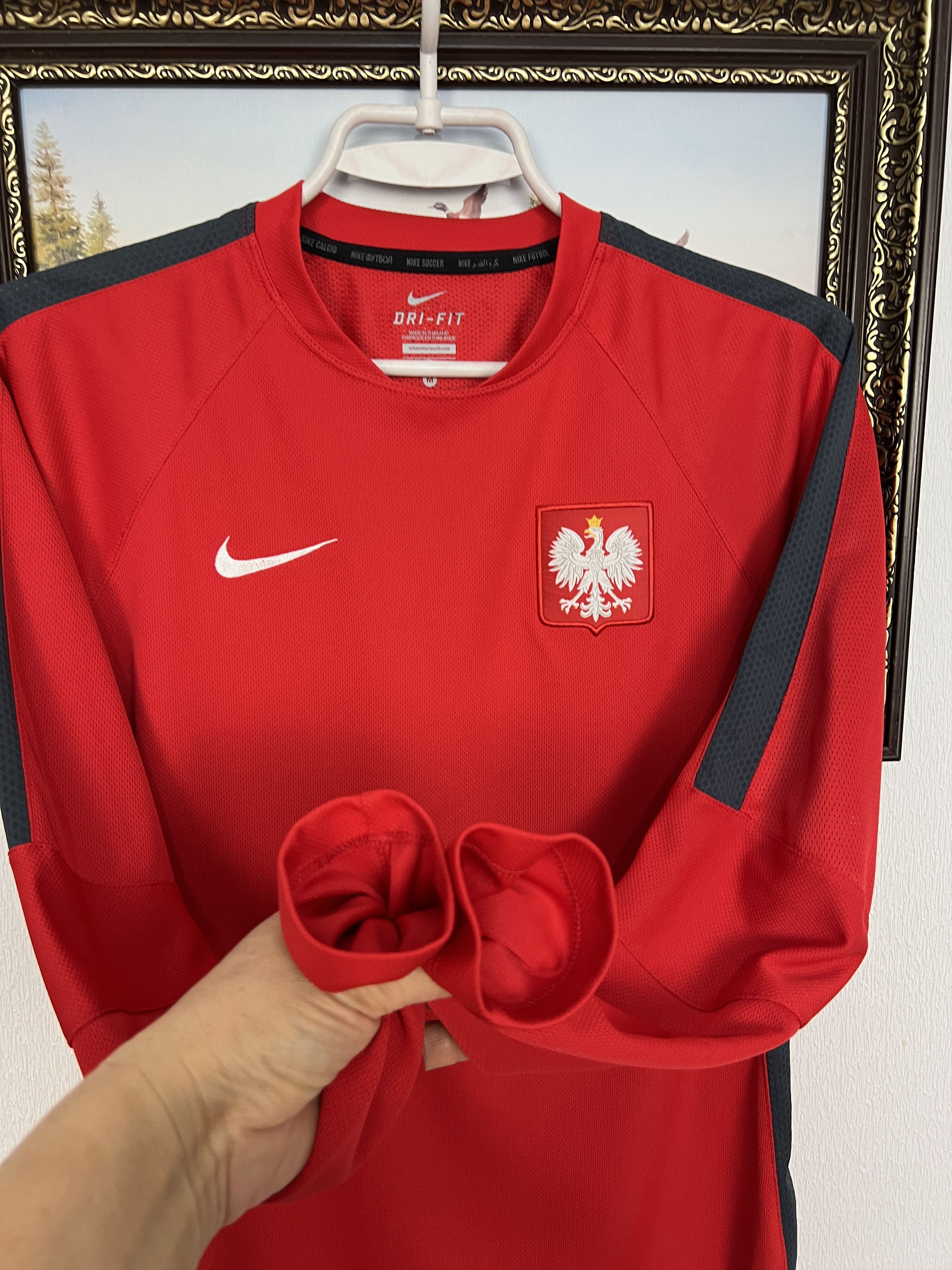 Nike Poland Football Sweatshirt Soccer Track Top Slim Fit Size US M / EU 48-50 / 2 - 7 Thumbnail