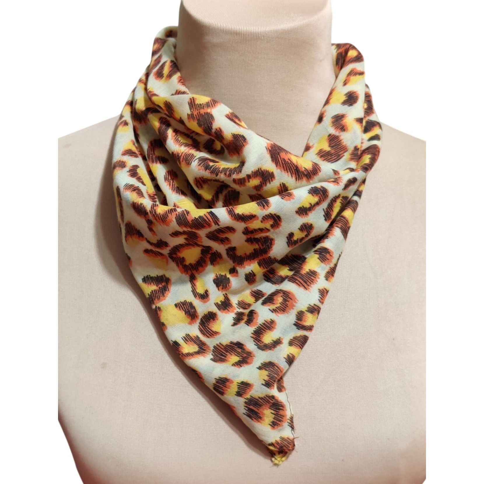 Other Womens Leopard Print Scarf Square Lightweight Cotton Neutral Size ONE SIZE - 1 Thumbnail