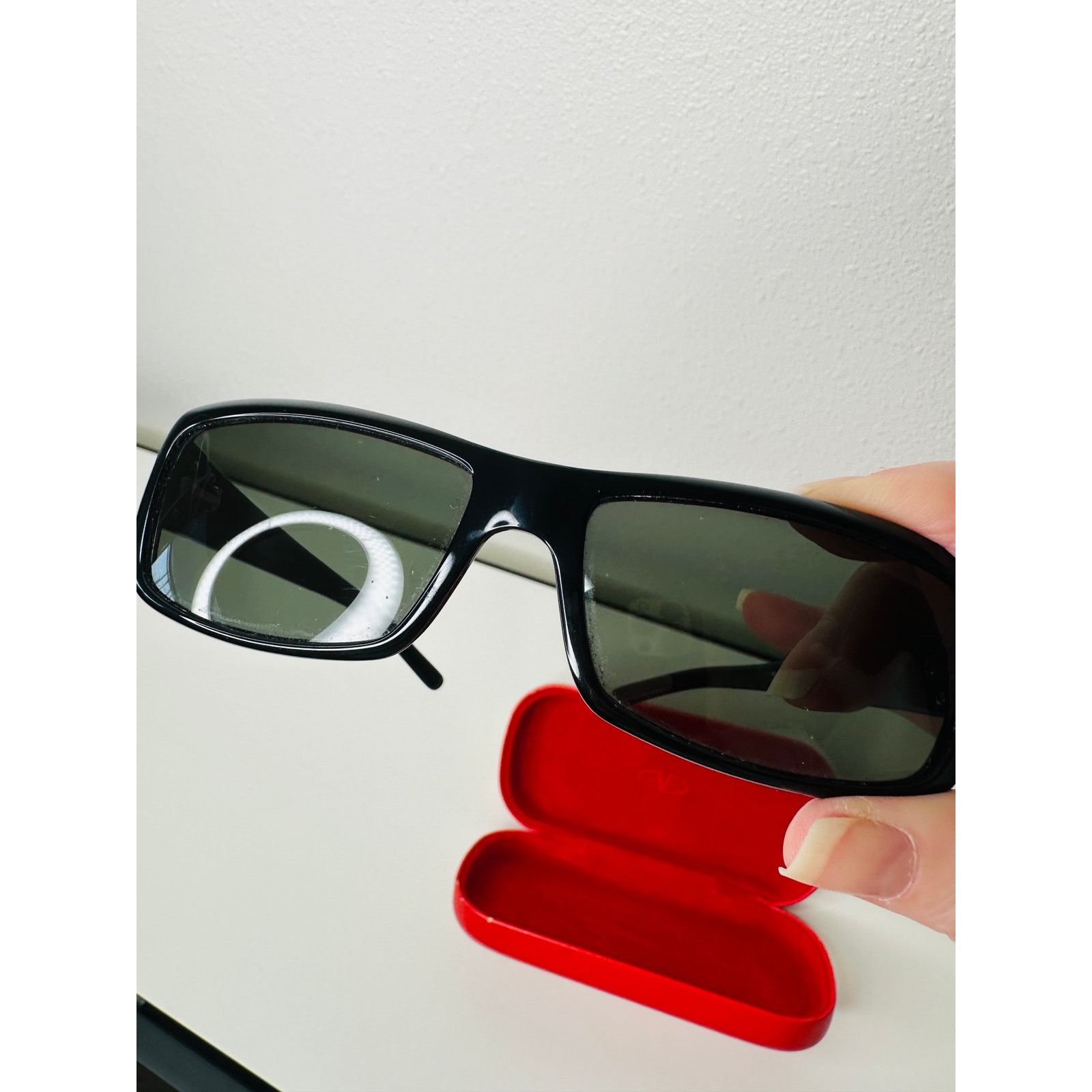 Valentino Valentino Black Sunglasses Silver & Blue Bead Embellishment Size ONE SIZE - 6 Thumbnail