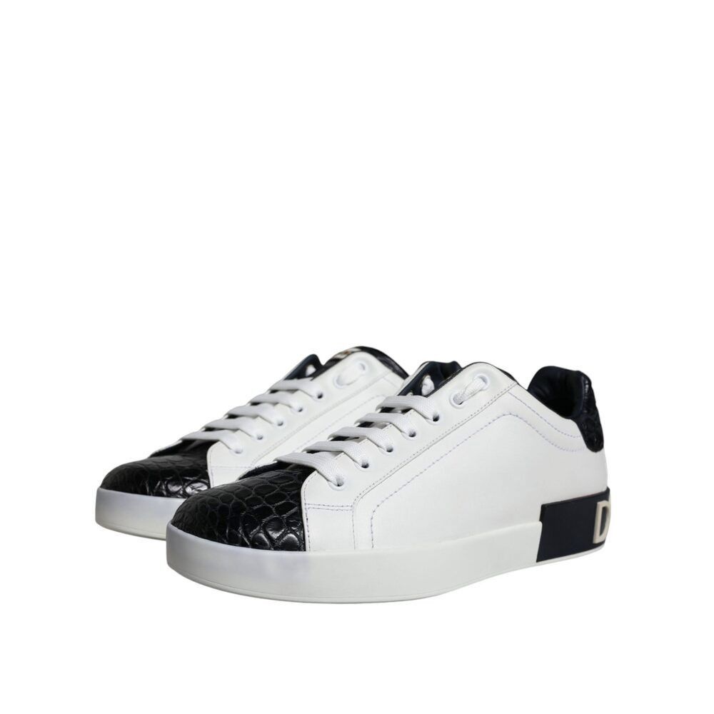 Dolce & Gabbana Dolce & Gabbana Black Leather Logo Portofino Sneaker Shoes Size US 6 / EU 39 - 3 Thumbnail