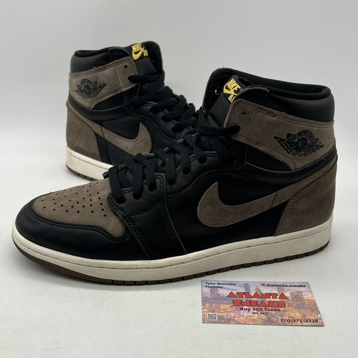 image of Air Jordan 1 High Palomino Shoes in Black, Men's (Size 10)