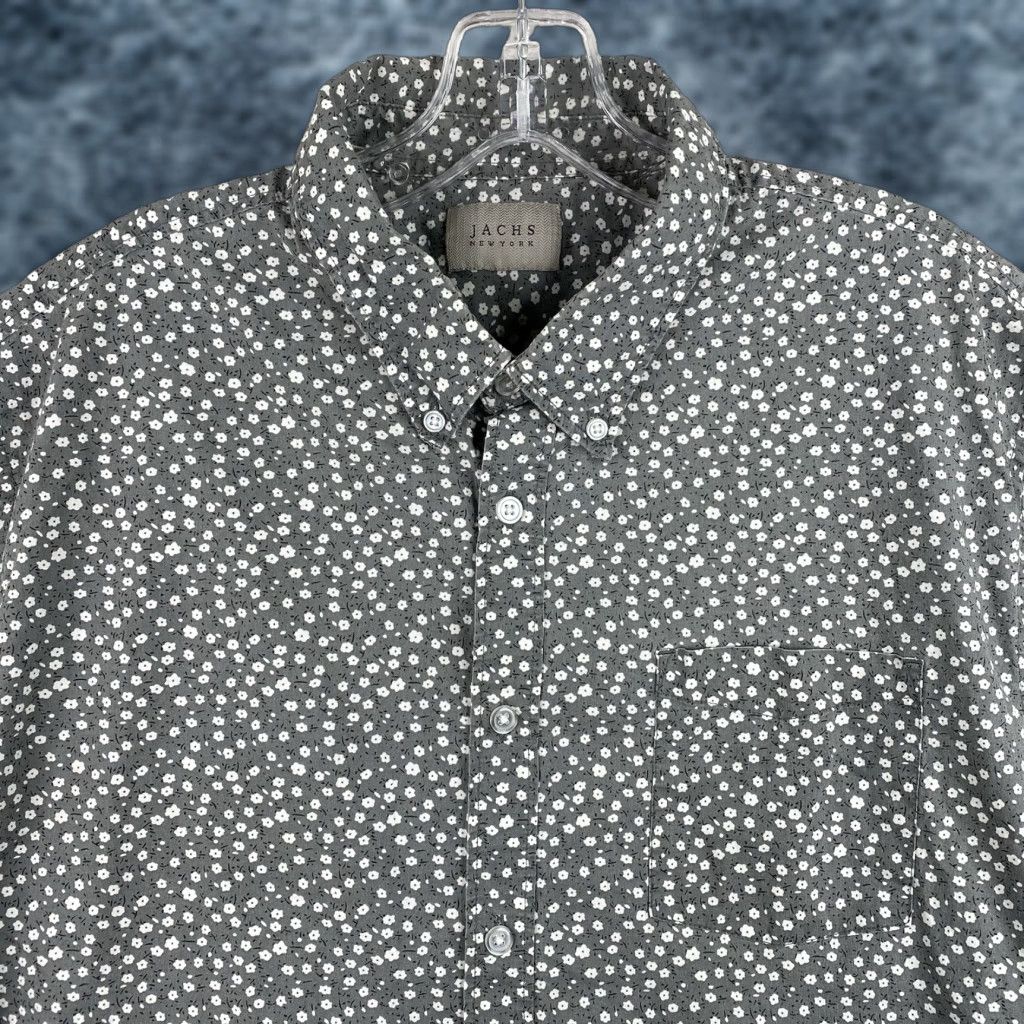 Sea New York JACHS New York Shirt Mens M Blue Floral Print Short Sleeve Button-Down Stretch Size US M / EU 48-50 / 2 - 1 Thumbnail