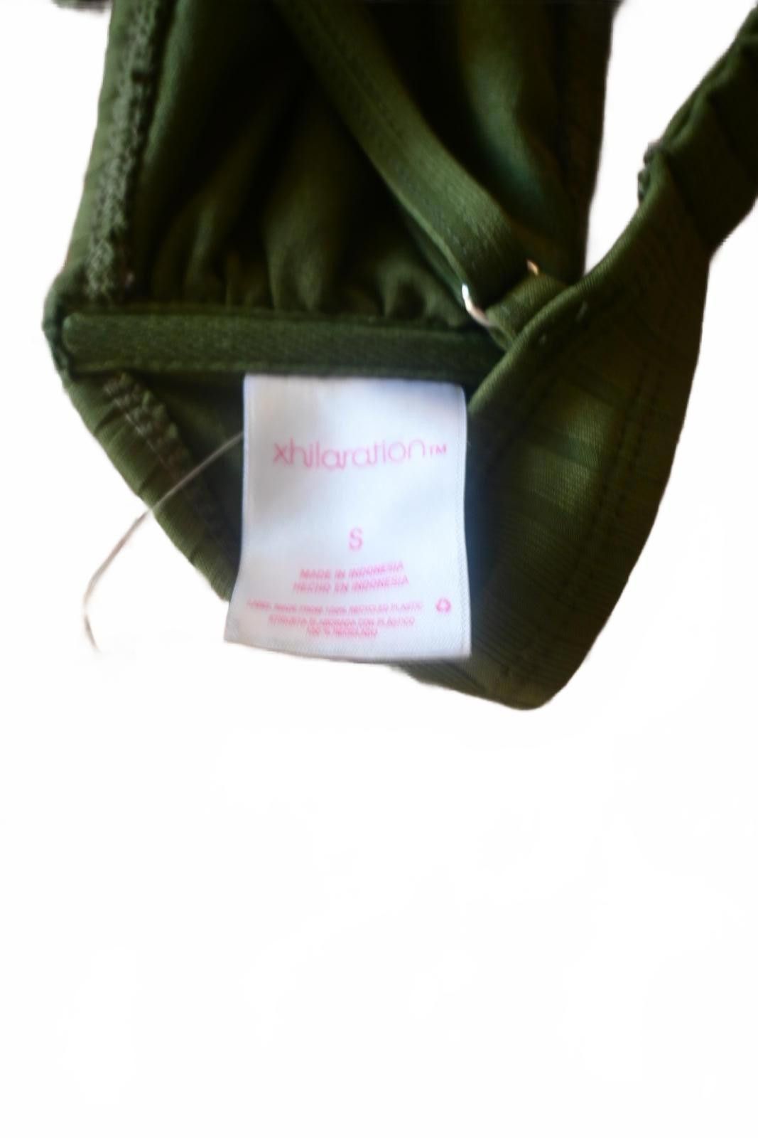 Other Olive Green Ruffled Strap Bikini Swim Top Women's Small Size ONE SIZE - 7 Thumbnail