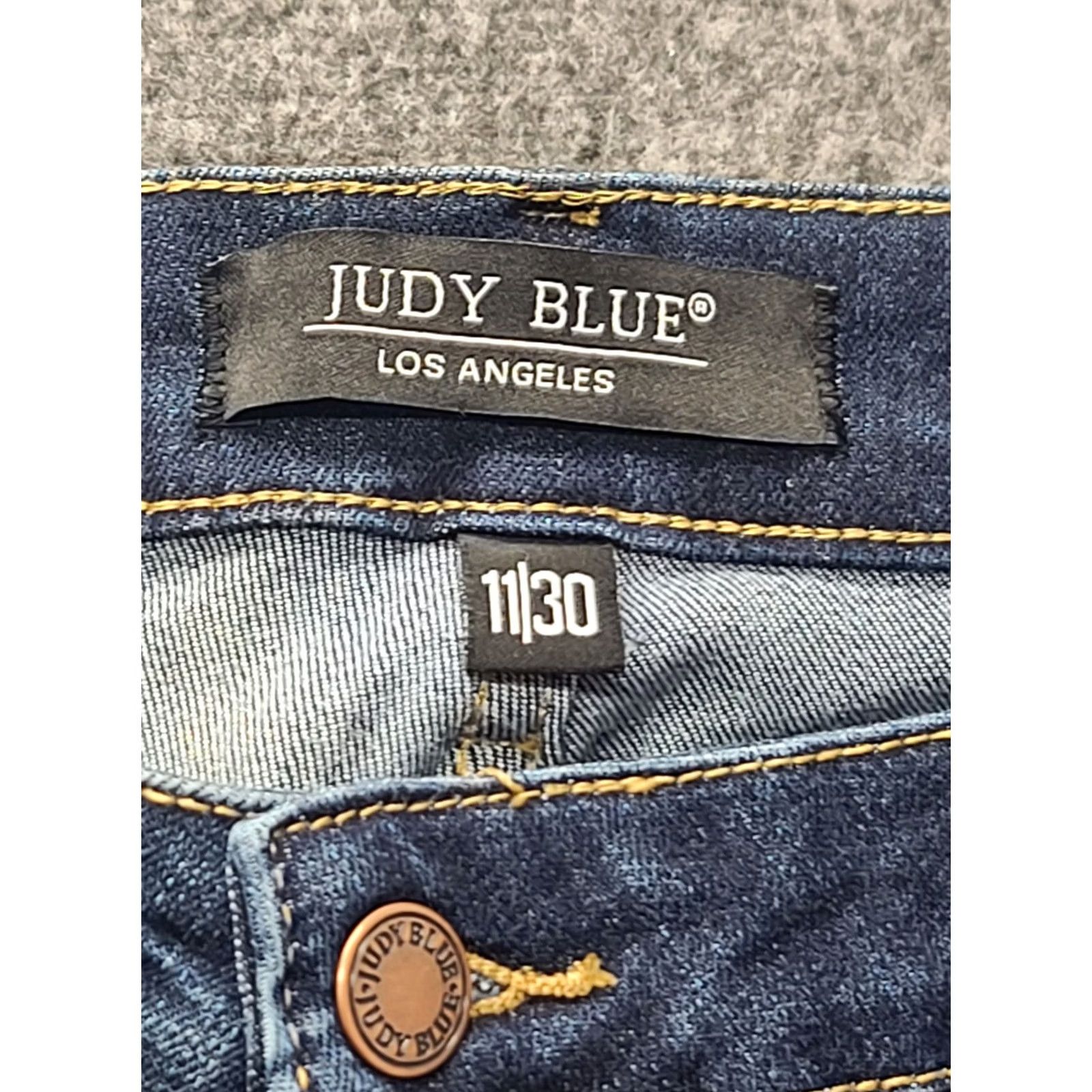 Vintage Judy Blue Jeans Womens 11 30x32 Regular High Rise Flared City Carson City Blue Denim Stretch Pockets Zipper Button Lace-up? Size 32" / US 10 / IT 46 - 2 Thumbnail
