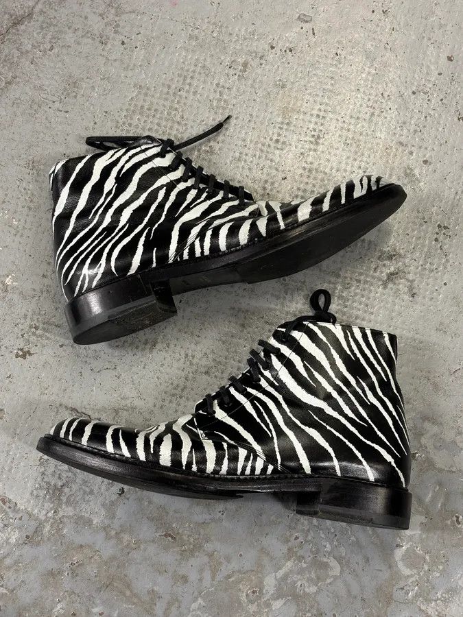 Saint Laurent Paris SS2014 Saint Laurent Black Zebra Leather Boots by Hedi Slimane Size US 8 / EU 41 - 9 Thumbnail