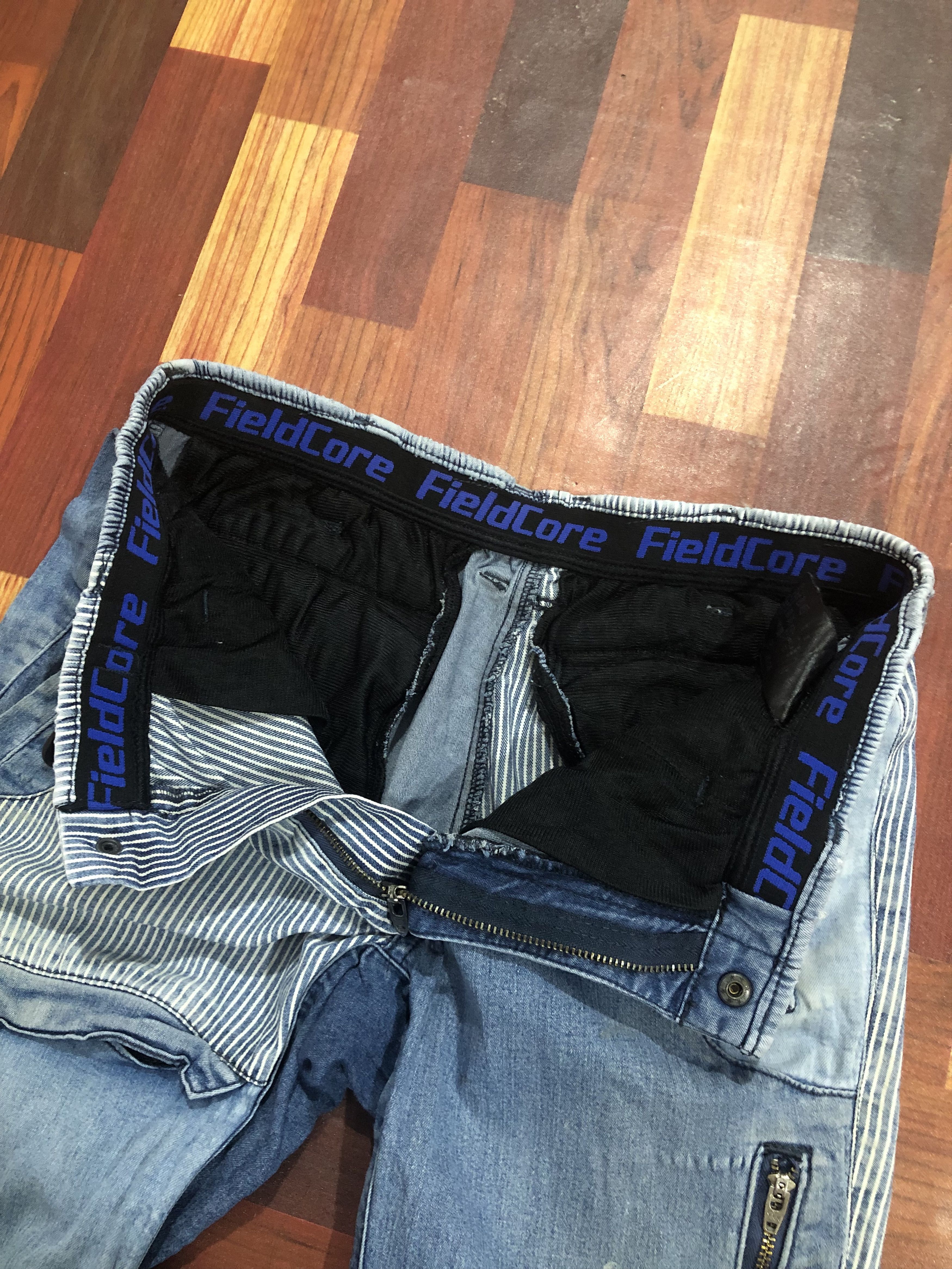 Japanese Brand FieldCore Patchwork Denim Pants Stripe Hybrid Size US 28 / EU 44 - 8 Thumbnail