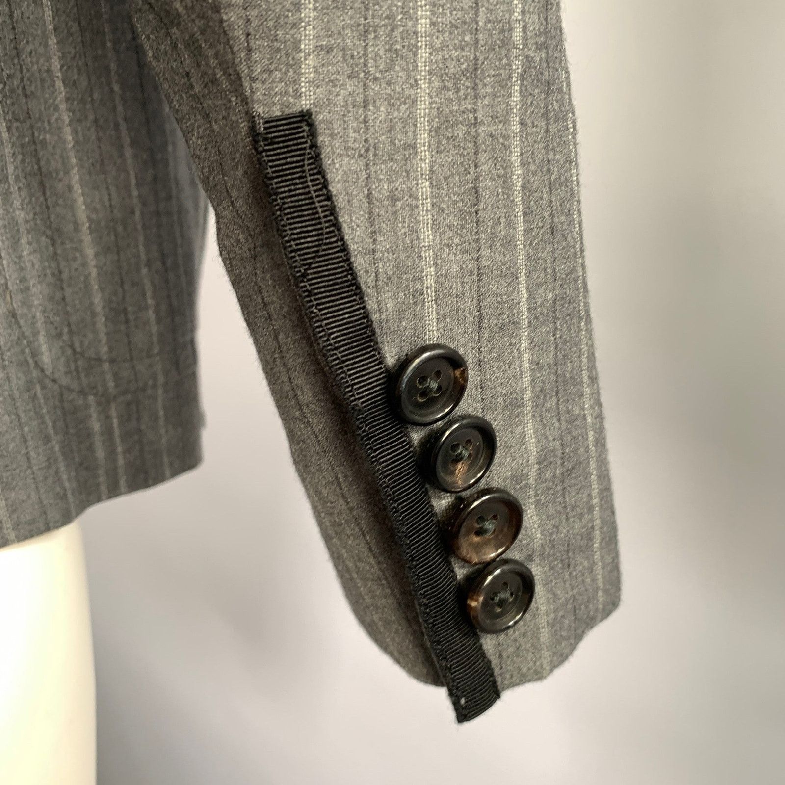 Band Of Outsiders BAND OF OUTSIDERS 36 Grey Black Pinstripe Wool Sport Coat Size 36R - 5 Thumbnail