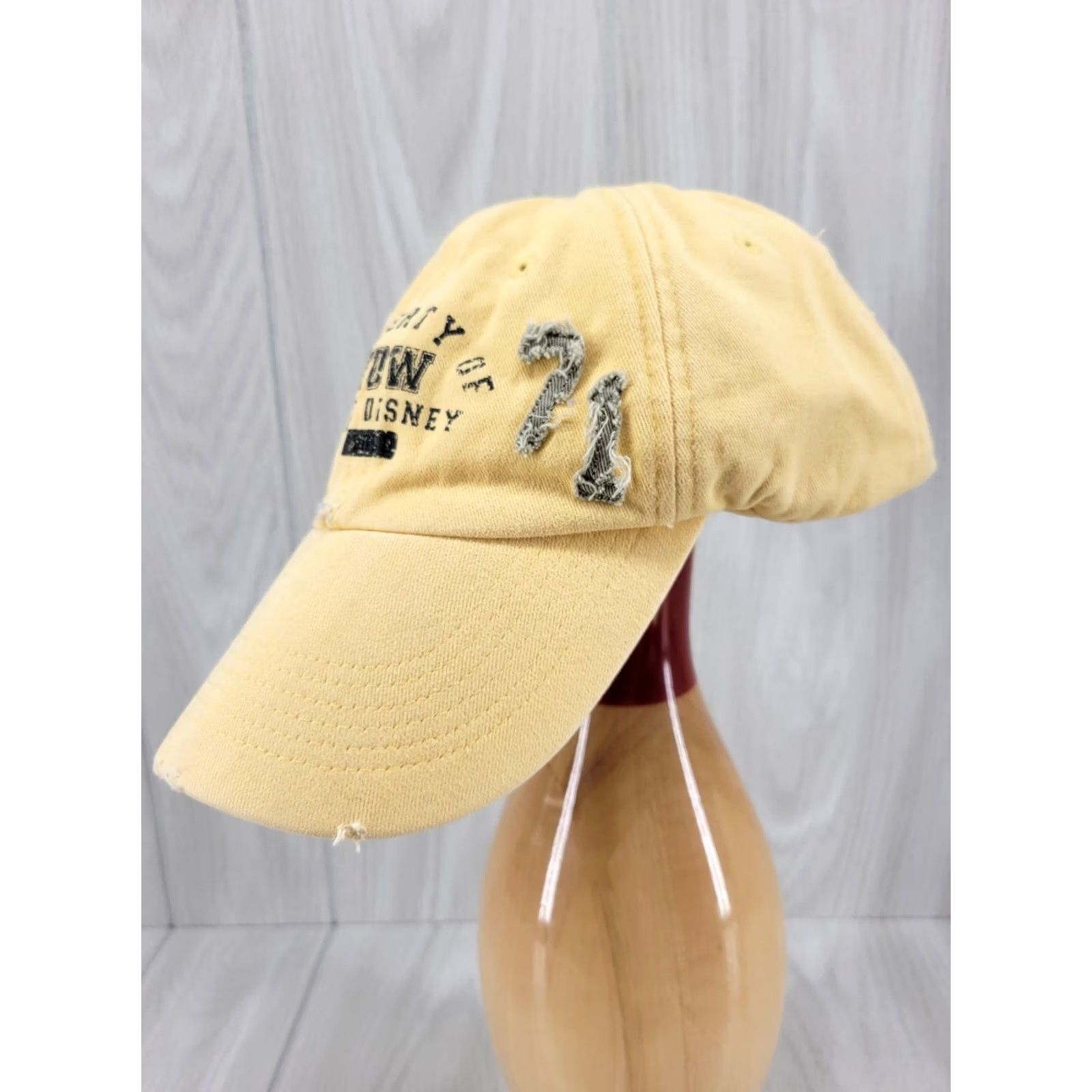 Disney VINTAGE Disney Property of Walt Disney World Strapback Dad Hat Cap Yellow Embroidered 71 Logo Hat Mens Adults Adjustable 2000s 90s Logo Disney World Size ONE SIZE - 3 Thumbnail