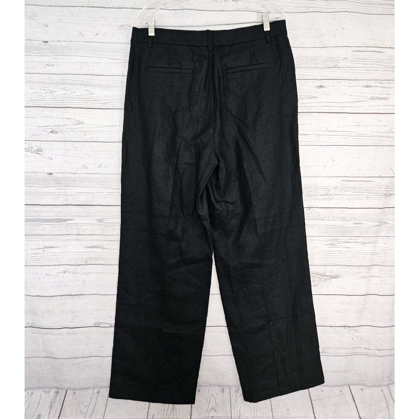 Banana Republic Banana Republic Palm a Straight Leg Linen Pants Sz 12 Black High Rise Women’s Pants Size 34" / US 12 / IT 48 - 3 Thumbnail