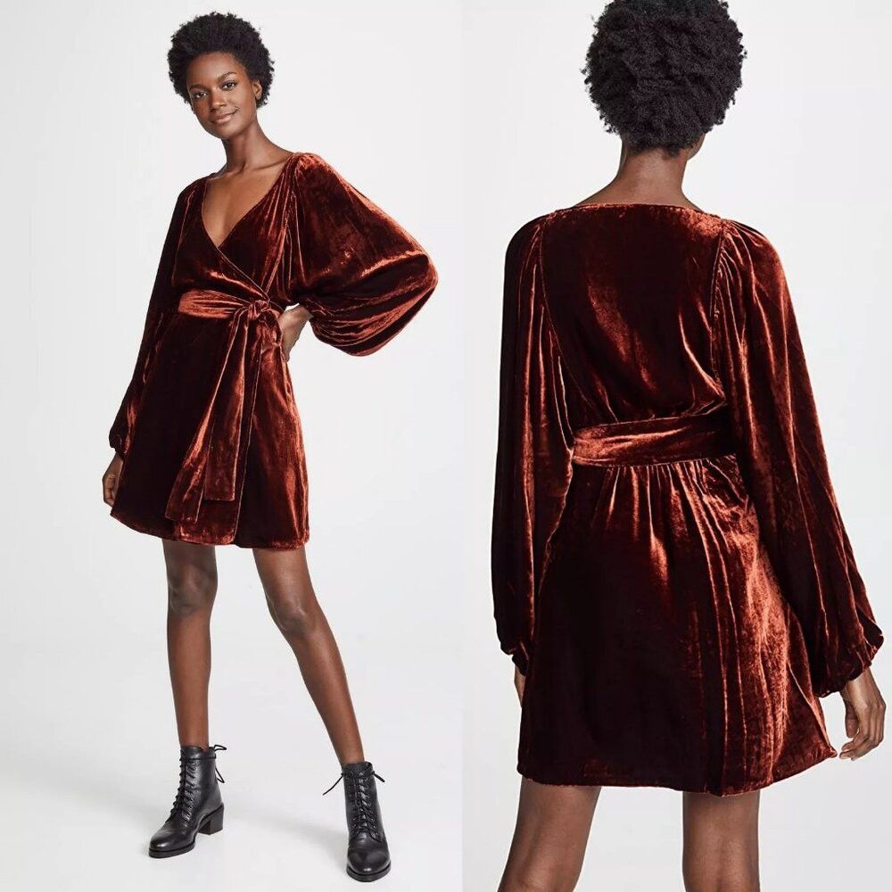 A.L.C. A.L.C. Womens Carlo Cognac Silk Blend Velvet Long Sleeve Wr Size S / US 4 / IT 40 - 2 Thumbnail
