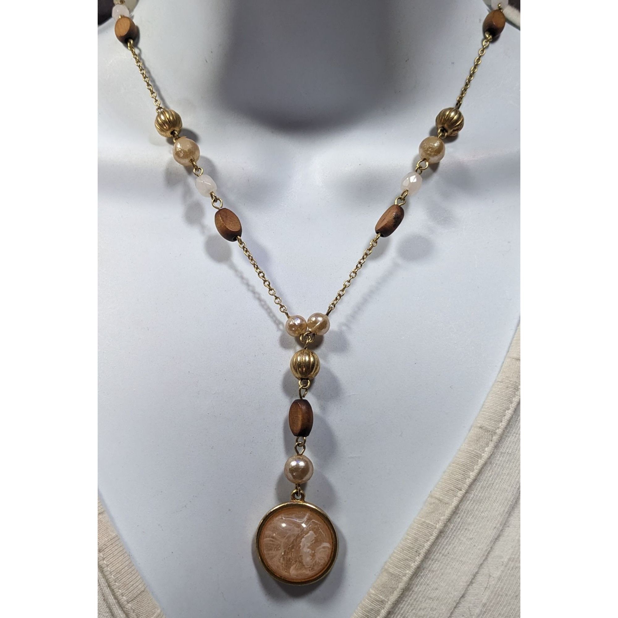 Other New York & Company Gold Tone Beaded Y Pendant Necklace Size ONE SIZE - 2 Thumbnail