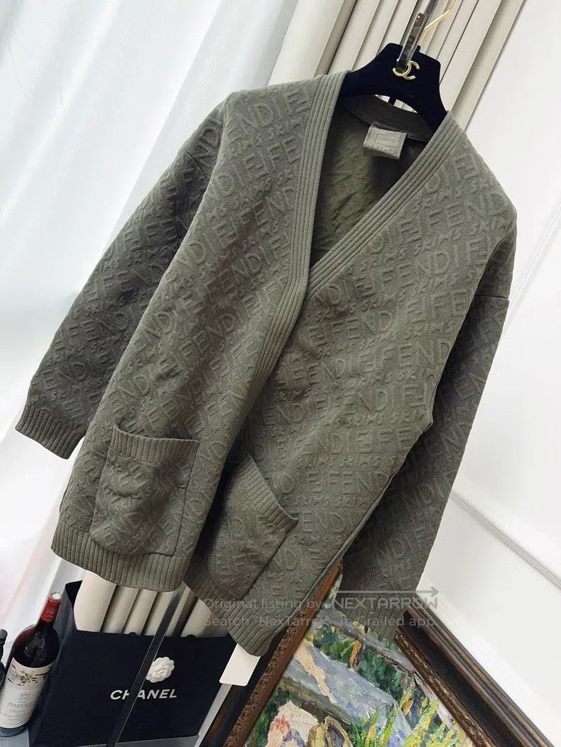 Fendi Fendi Vintage Green Relief Double F Logo Knit Cardigan Coa Size XXS / US 00 / IT 34 - 1 Thumbnail