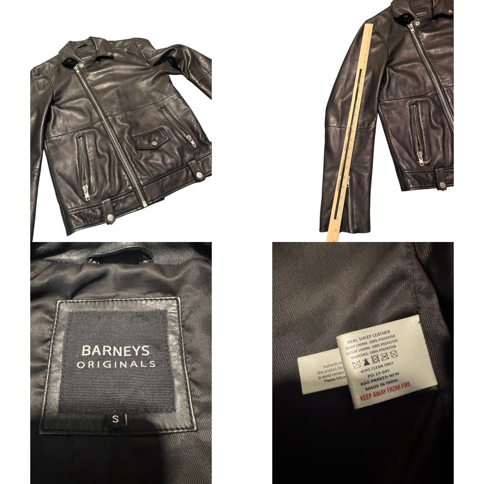 Skin BARNEYS Originals Leather Jacket Moto Biker Black Size SML Mens Regular Short Zip Pockets Full Zip Leather Barneys Originals Jacket Size US S / EU 44-46 / 1 - 11 Thumbnail