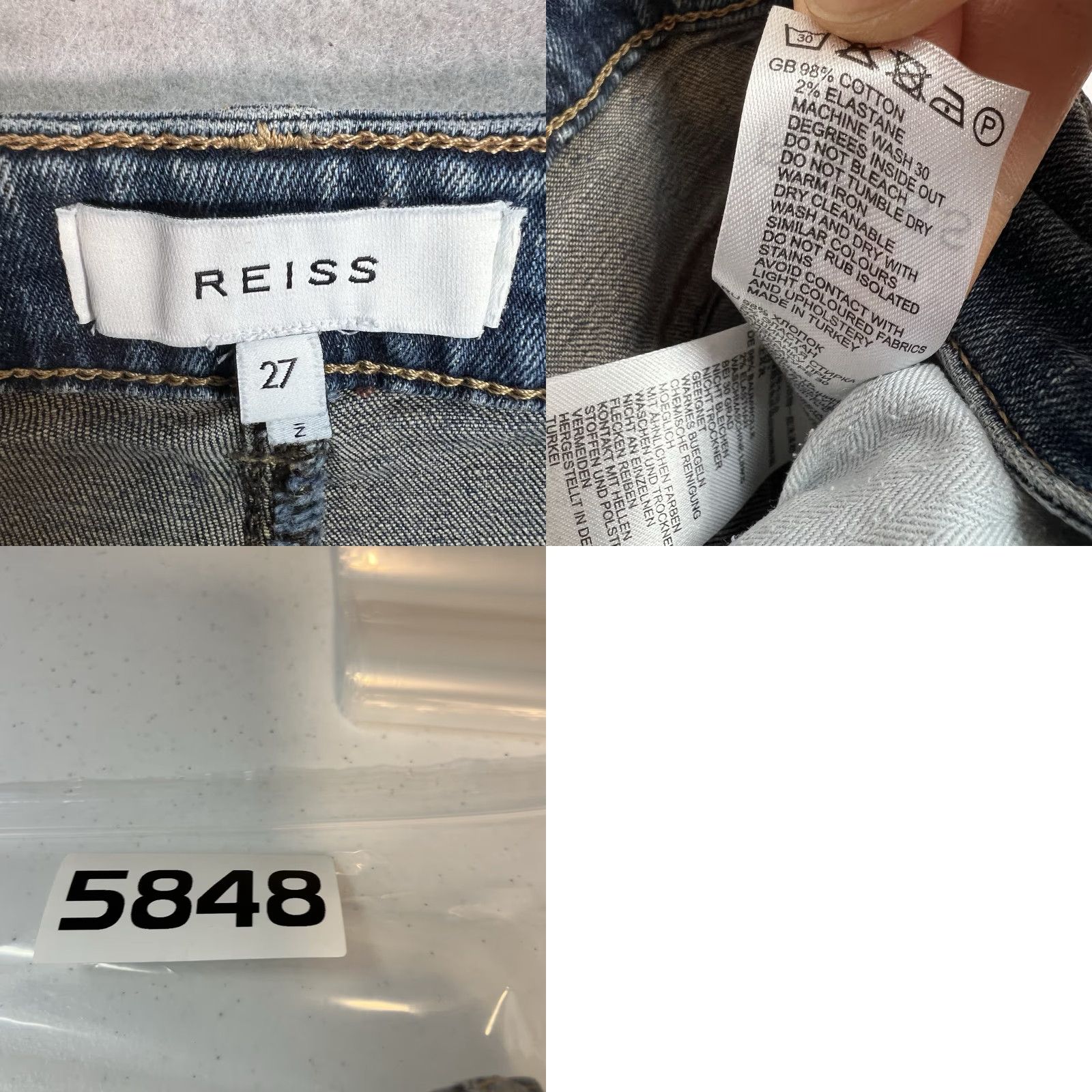 Reiss Reiss Slim Fit Jeans Womens 27 Blue Medium Wash Denim Cotton Blend Tapered Leg Medium Wash Womens Size 27" / US 4 / IT 40 - 8 Thumbnail