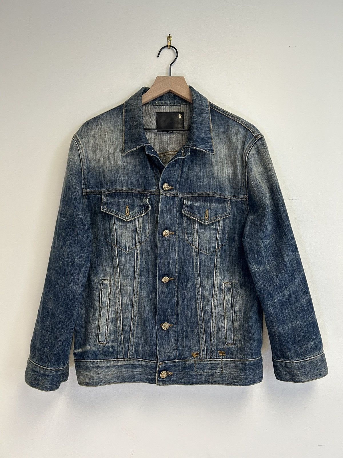 R13 Faded treated Denim jacket Size US M / EU 48-50 / 2 - 1 Thumbnail