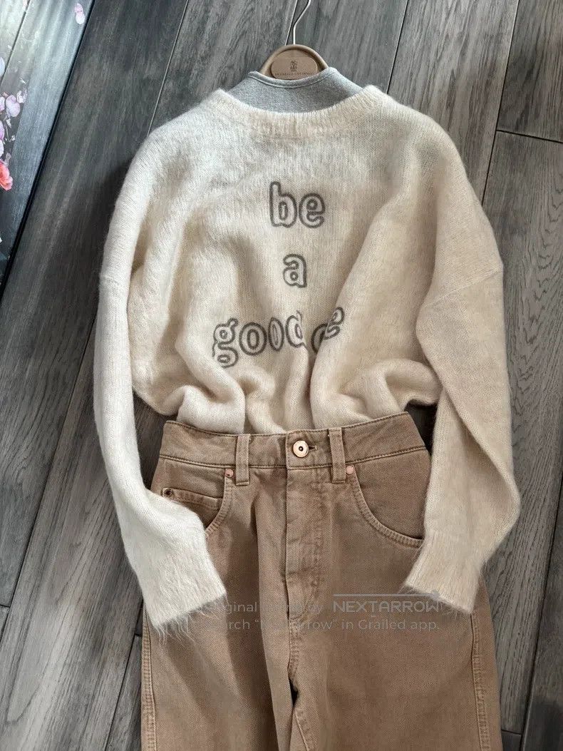 Brunello Cucinelli Brunello Cucinelli Pearl Chain Camel Hair Sweater, Light B Size S / US 4 / IT 40 - 1 Thumbnail