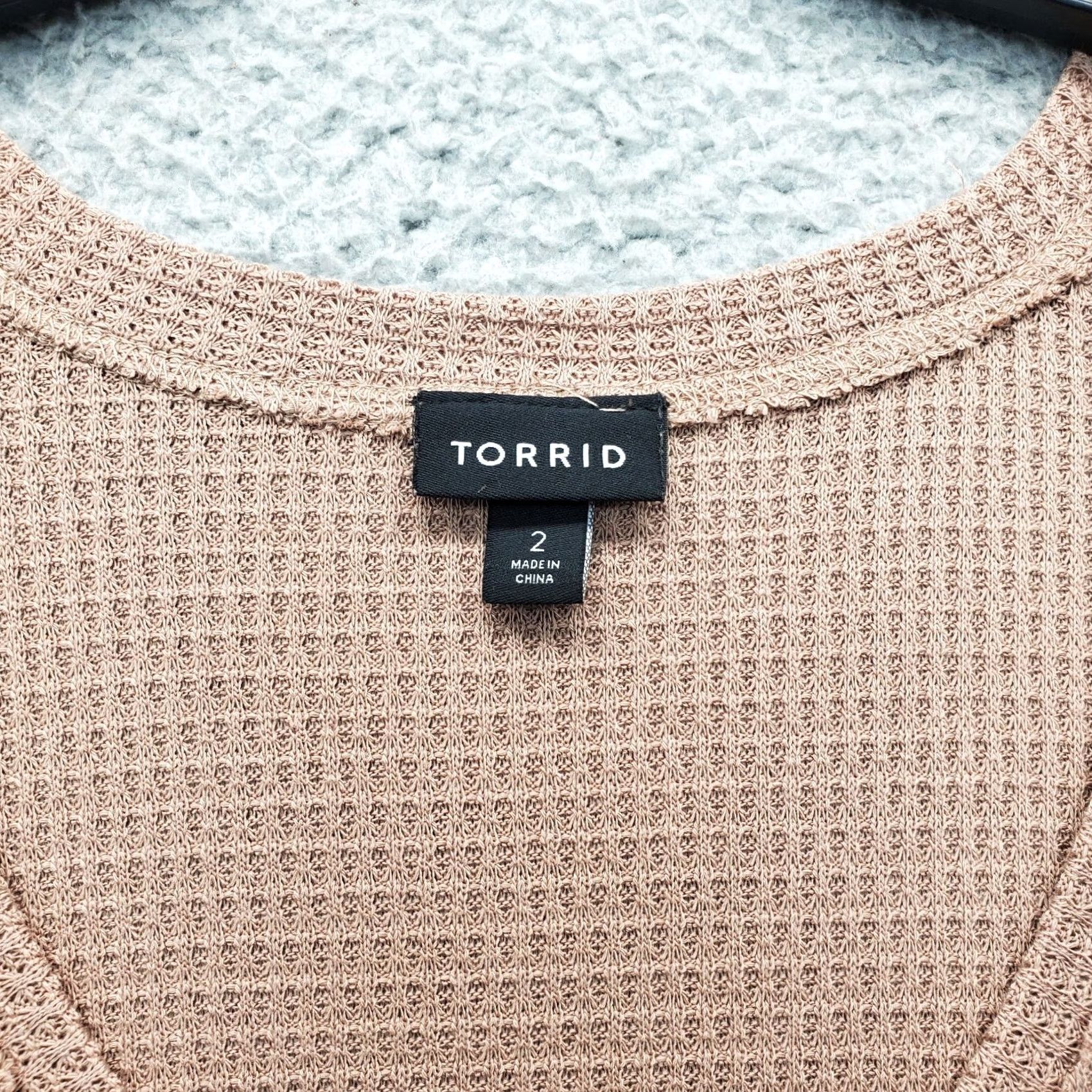 Torrid Torrid Waffle Top Womens 18 Brown V-Neck Pullover Long Sleeve Top Shirt Size XXL / US 16-18 / IT 52-54 - 5 Thumbnail
