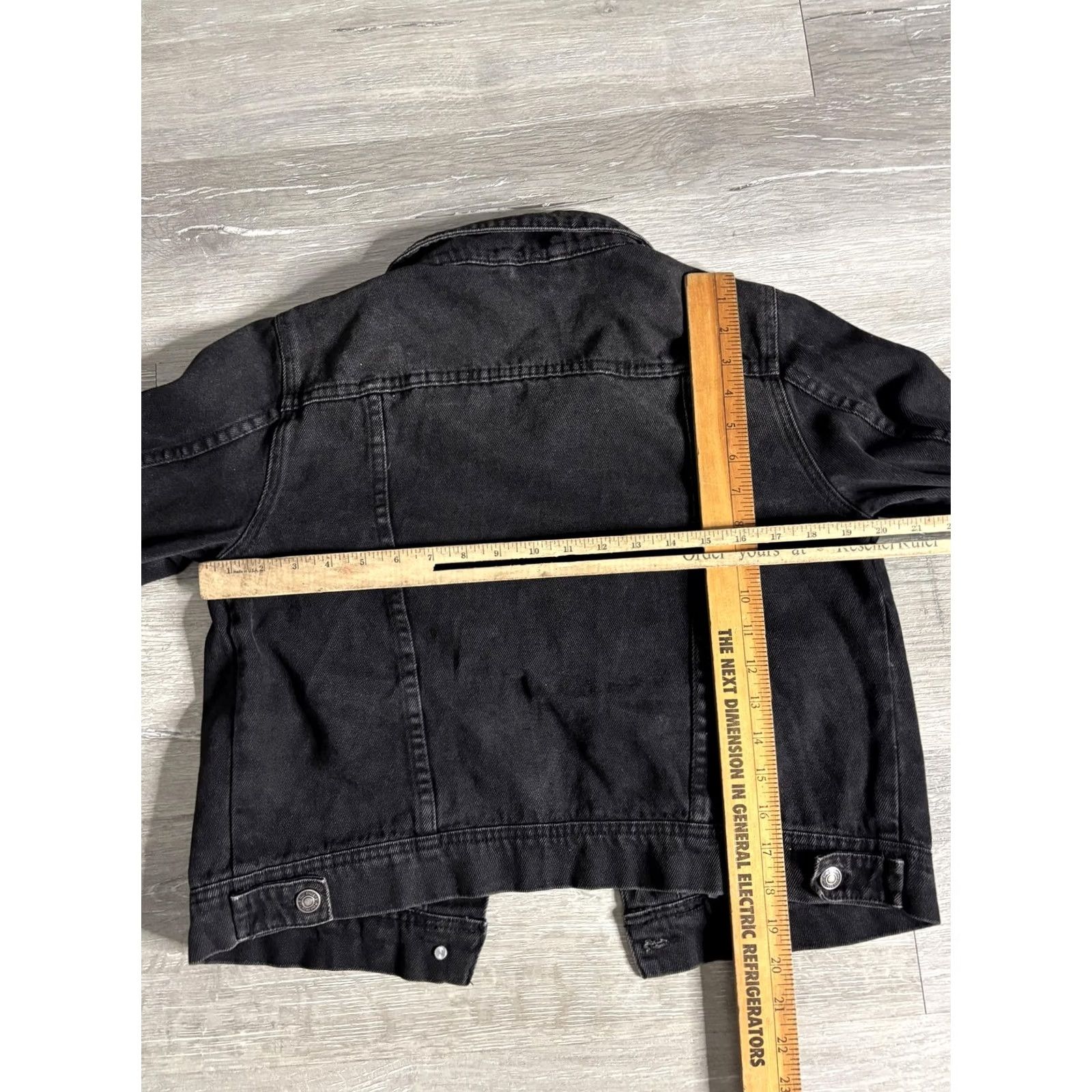 Free People VINTAGE Free People Jacket Womens S Black Denim Button Front Cropped Classic Size S / US 4 / IT 40 - 5 Thumbnail