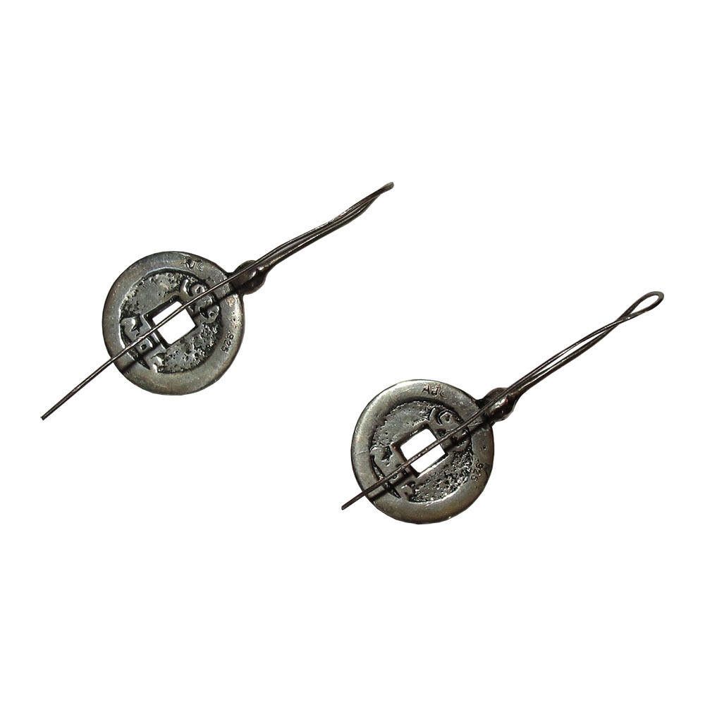 Handmade Chinese Inspired Sterling Silver Coin Earrings Alberto Juan Size ONE SIZE - 4 Thumbnail