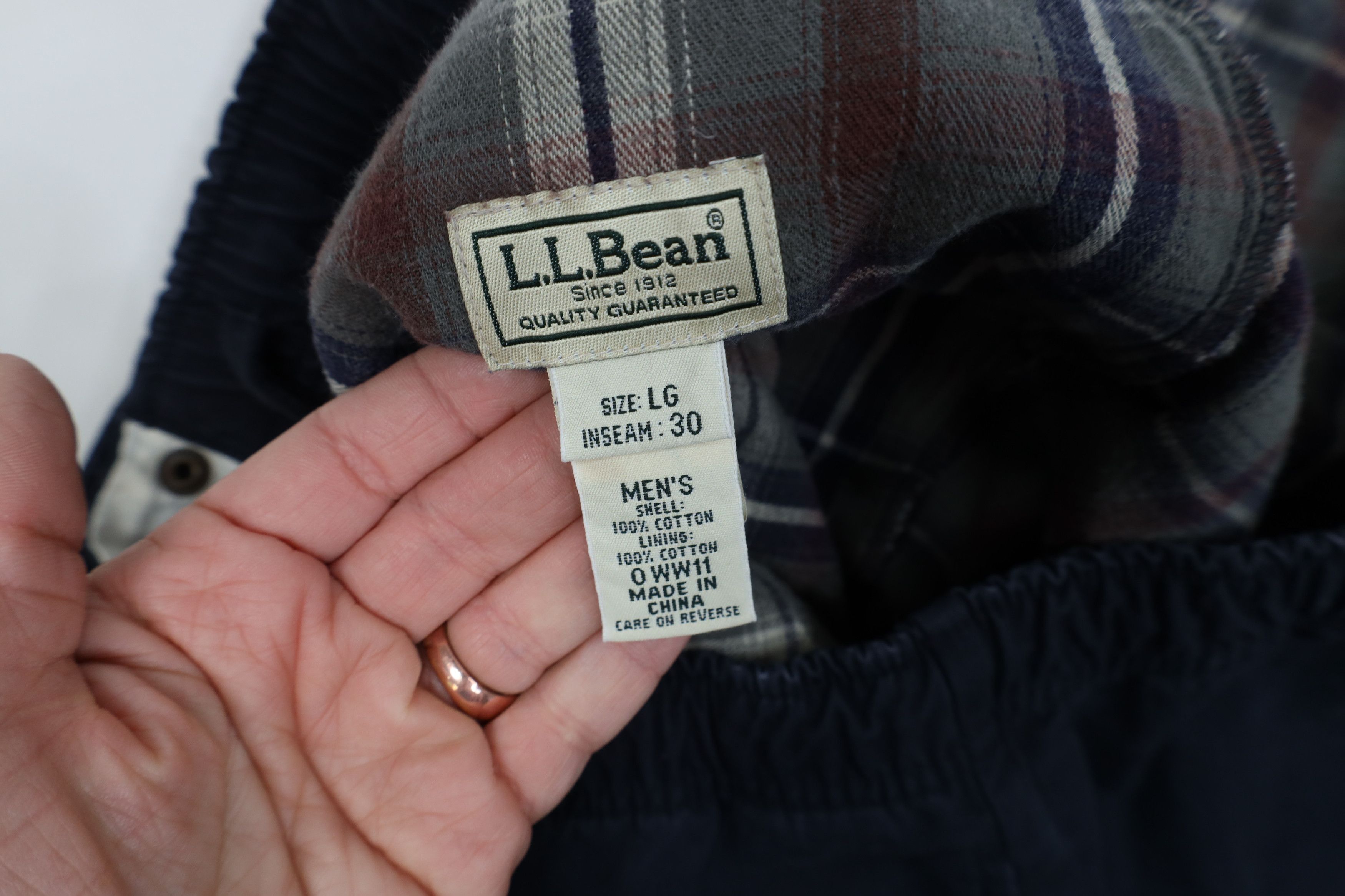 L.L. Bean Vintage LL Bean Heavy Flannel Lined Cotton Pants Navy Blue Size US 36 / EU 52 - 10 Thumbnail