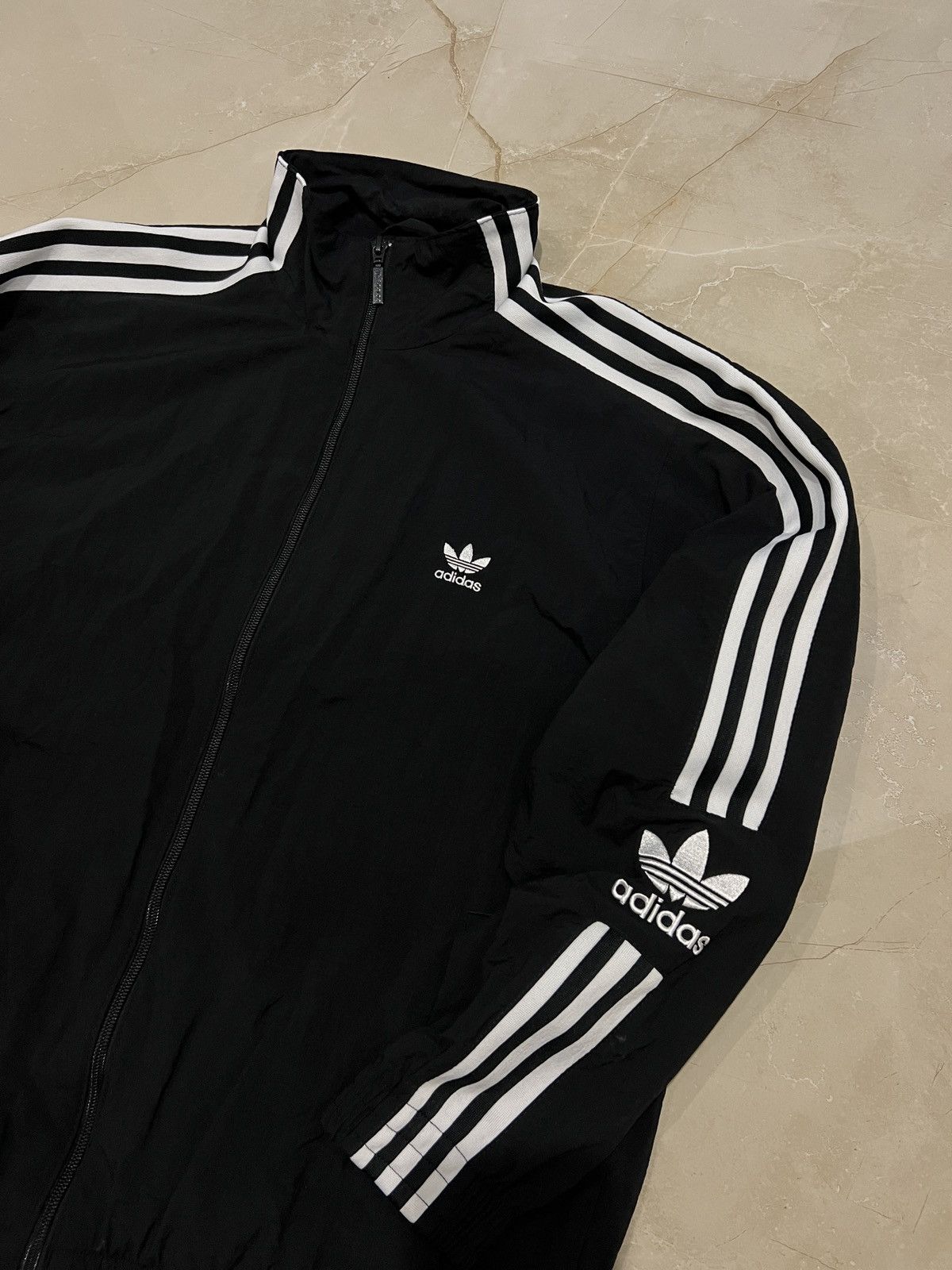 Vintage Vintage Adidas sweatshirt jacket black with white stripes Size US M / EU 48-50 / 2 - 2 Thumbnail