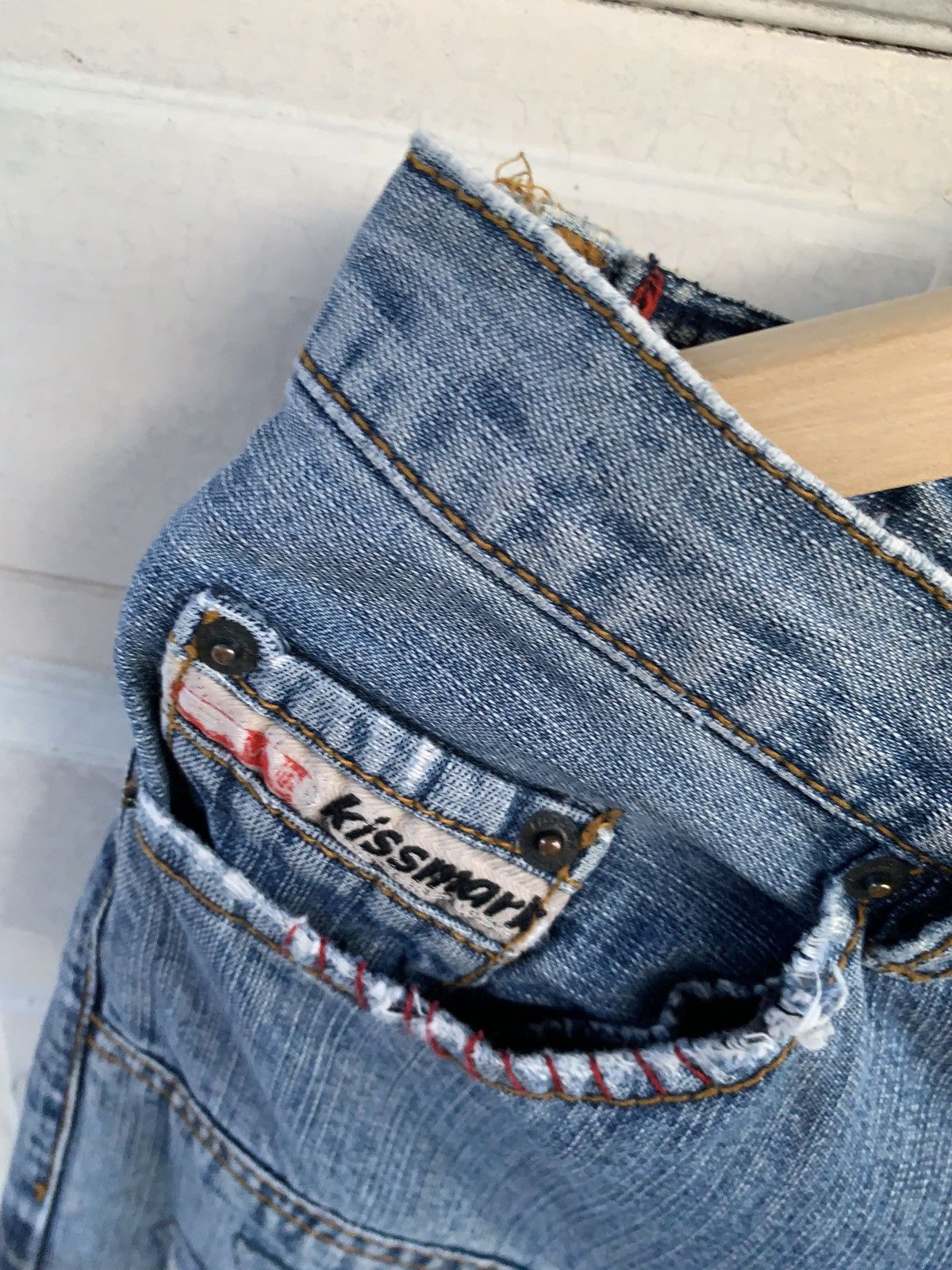 Japanese Brand Kissmark doubleknee patchwork jeans Size US 31 - 9 Thumbnail