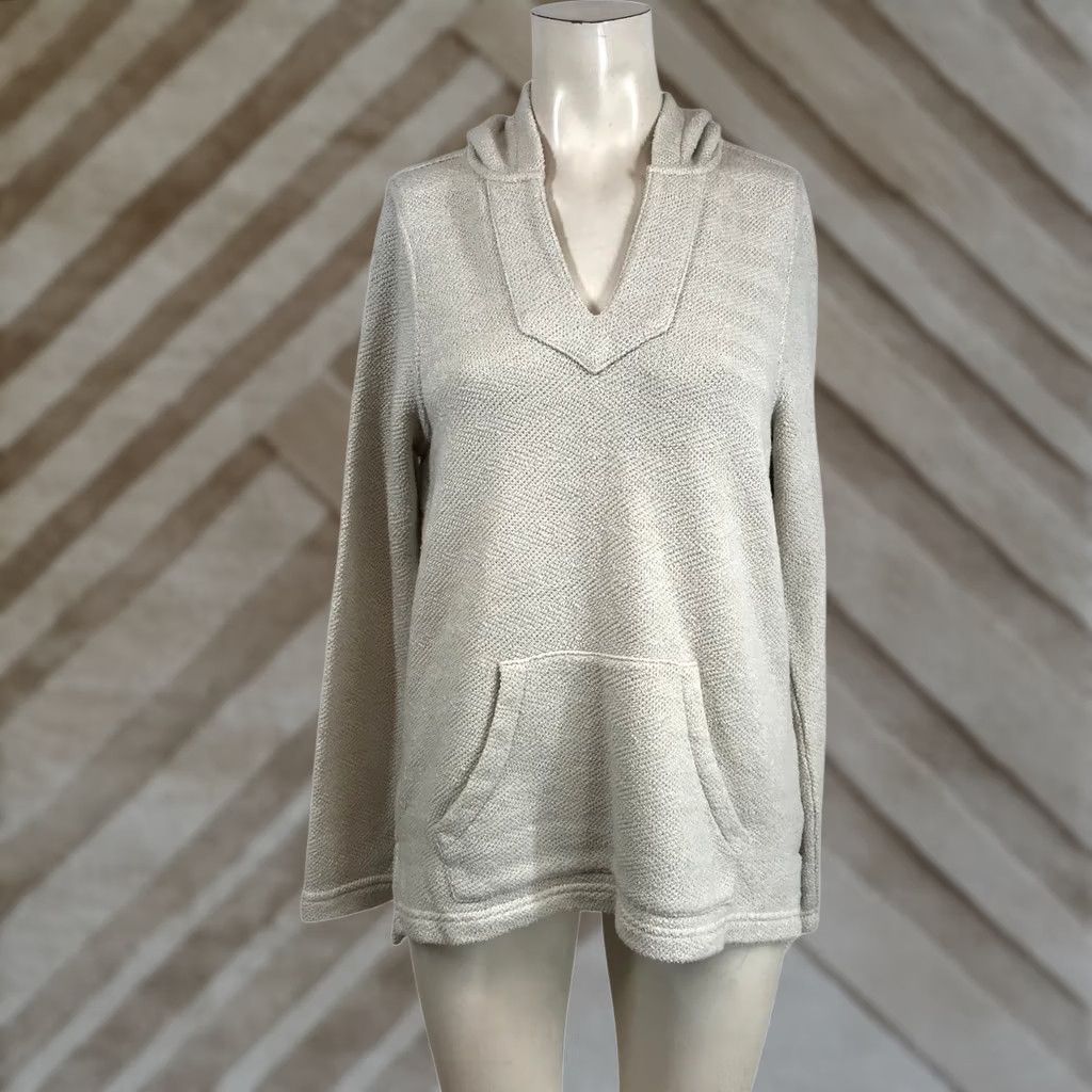 Faherty Faherty Hoodie Womens M Beige Brand Cream Textured Knit Neck Pullover Size Oatmeal Size M / US 6-8 / IT 42-44 - 1 Thumbnail
