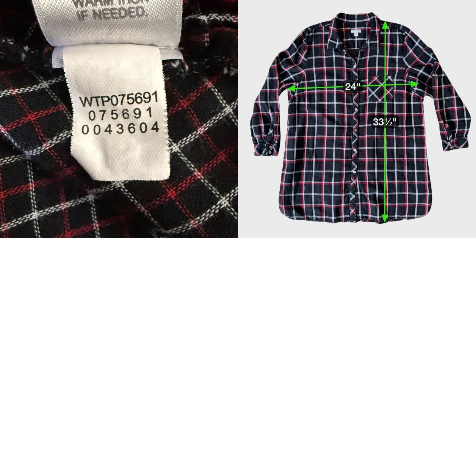 J. Jill J.Jill Button-Up Tunic Shirt Black Plaid XL Women Cotton Size XL / US 12-14 / IT 48-50 - 9 Thumbnail