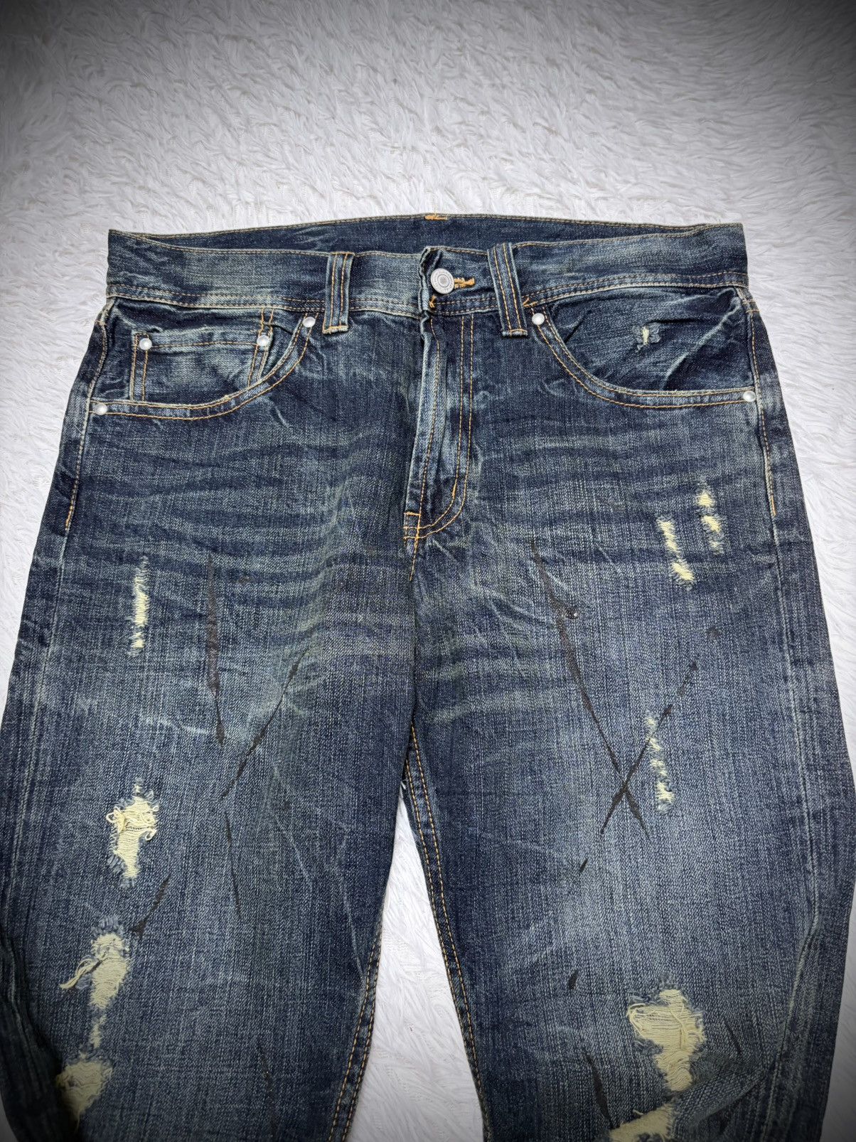 Japanese Brand 00s Japanese Brand distressed painted bootcut jeans Size US 33 - 3 Thumbnail