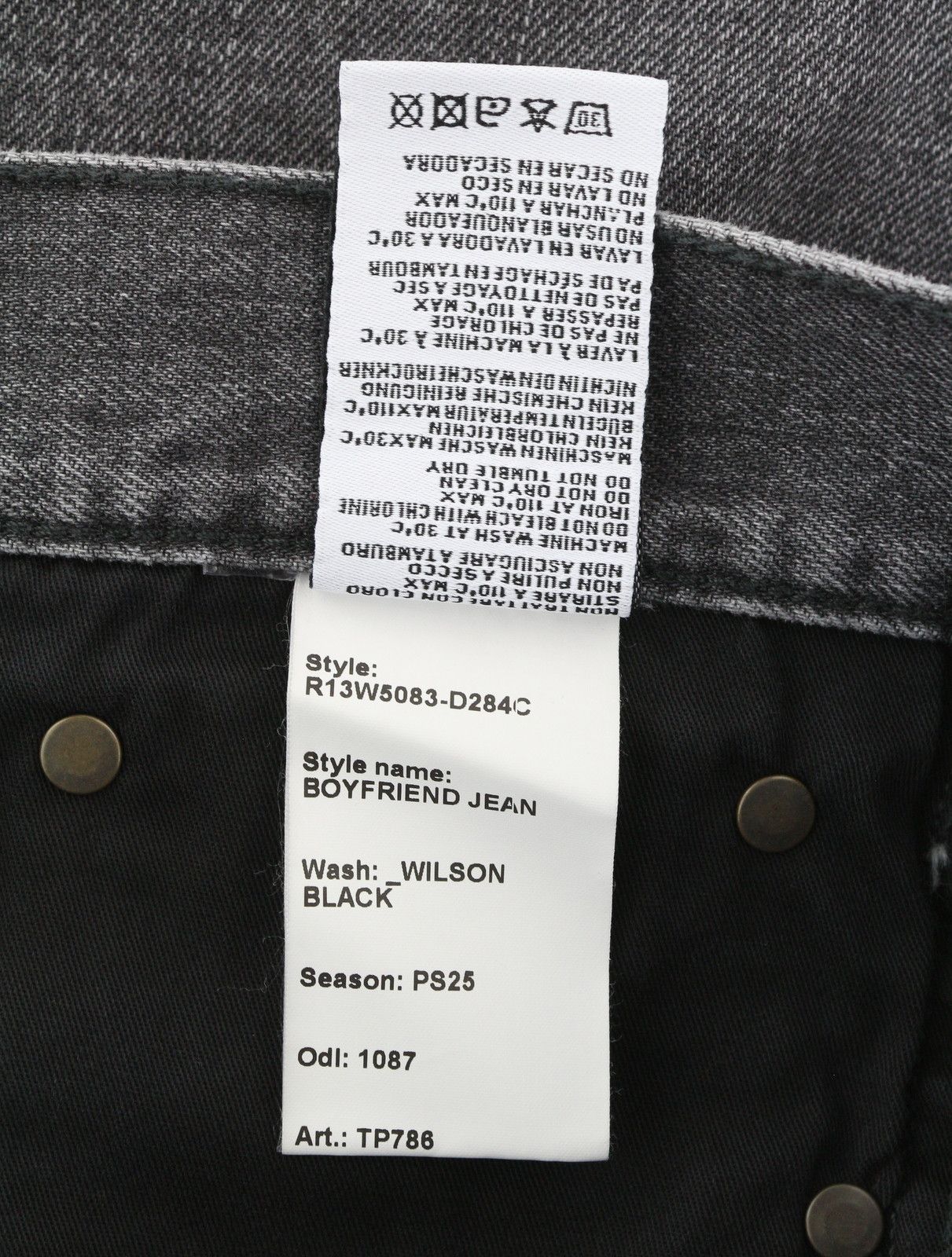R13 BOYFRIEND 30 Wilson Black Faded Ankle Cropped Denim 85801 Size 30" / US 8 / IT 44 - 8 Thumbnail