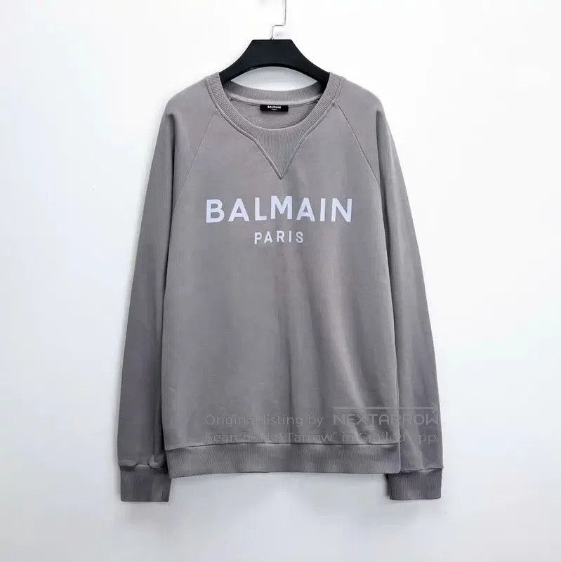 Balmain Balmain Gray Cotton Logo Sweatshirt for Men . Size US M / EU 48-50 / 2 - 1 Thumbnail