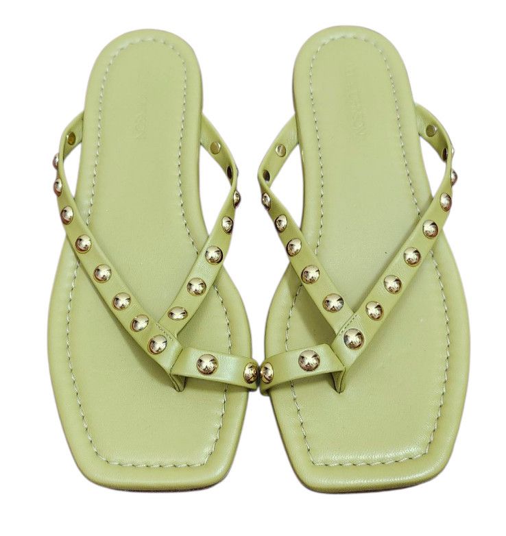 Ulla Johnson Ulla Johnson Olive Green Studded Sandals Square Toe Size US 9.5 / IT 39.5 - 2 Thumbnail